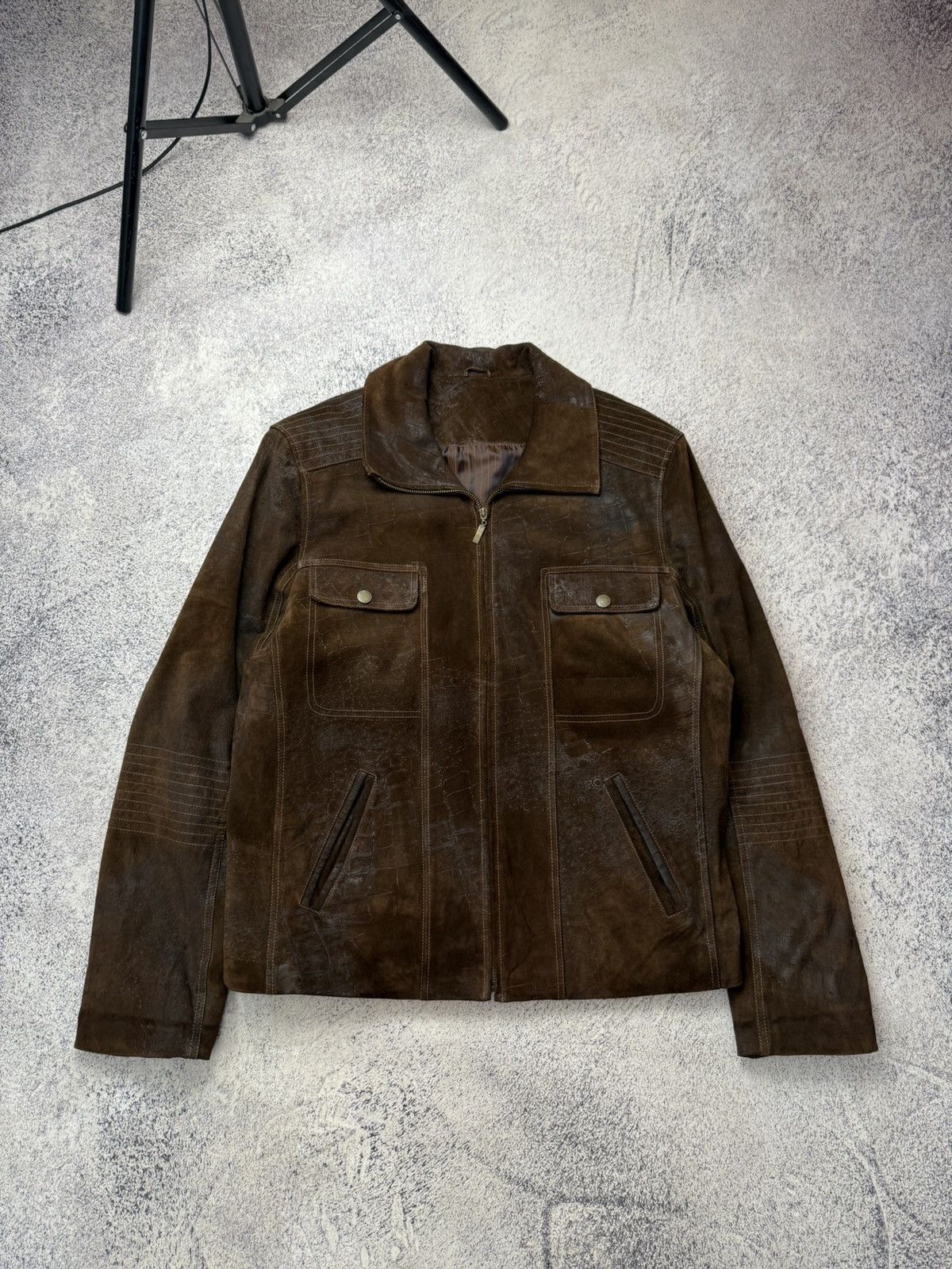 Leather Vintage Cowboy Avant Garde Y2K Brown Crazy Leather Jacket Size US L / EU 52-54 / 3 - 4 Thumbnail