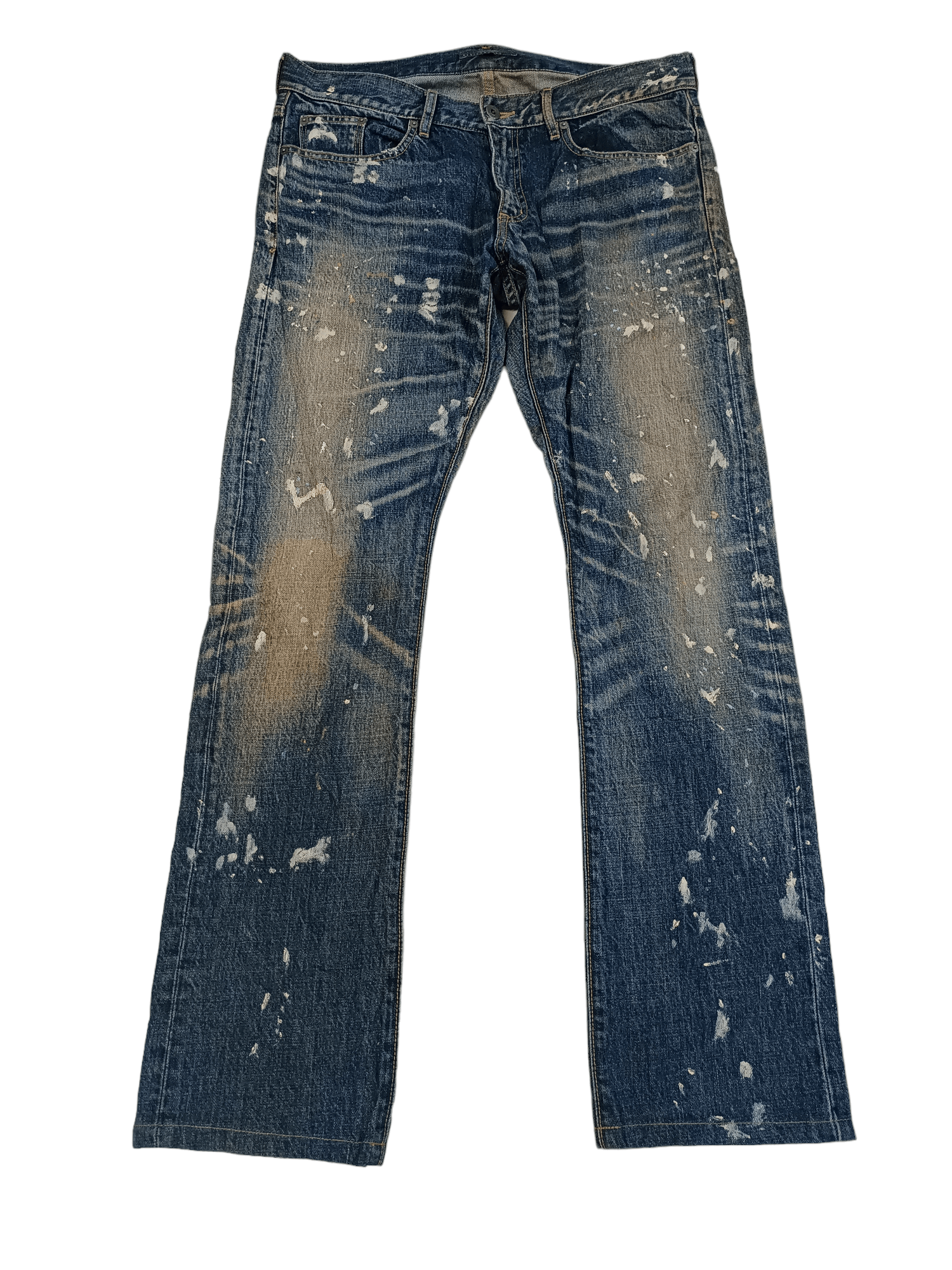 image of If Six Was Nine x Tornado Mart Japan Vintage Japanese Design Painted Jeans in Blue, Men's (Size 34)