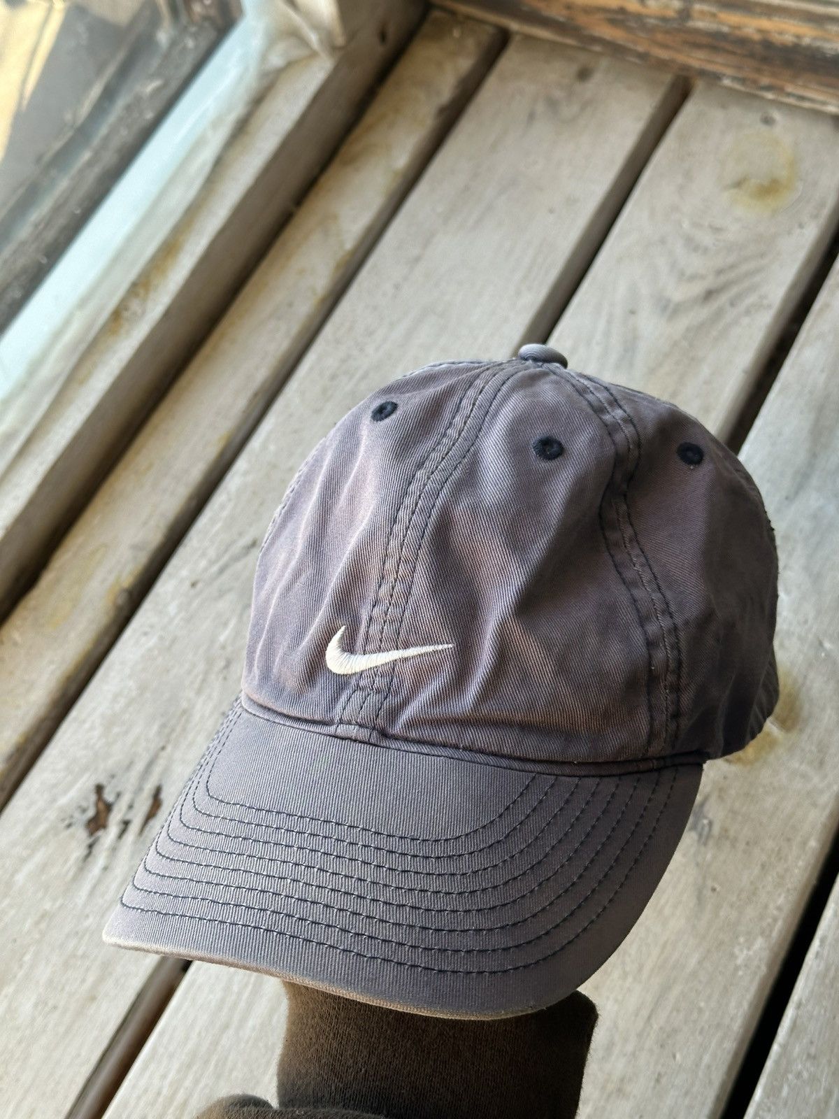 Nike × Vintage ARCHIVE nike vintage Y2K cap distressed beige thrashed 90s Size ONE SIZE - 2 Thumbnail