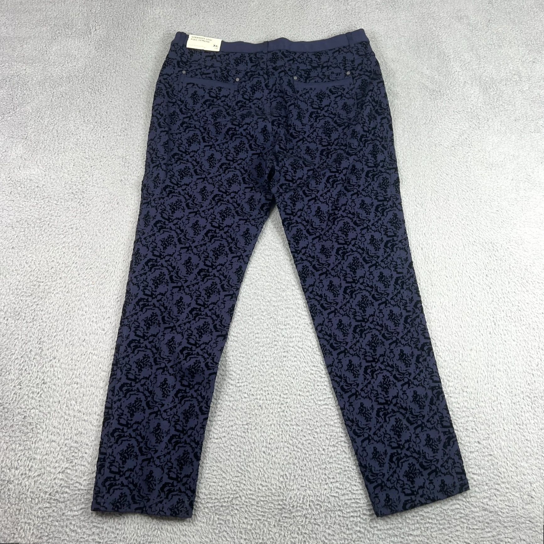 Soft Surroundings SOFT SURROUNDINGS Pants Womens XL Straight Leg Chino Paisley Velvet Black Size 40" / US 18 - 2 Thumbnail