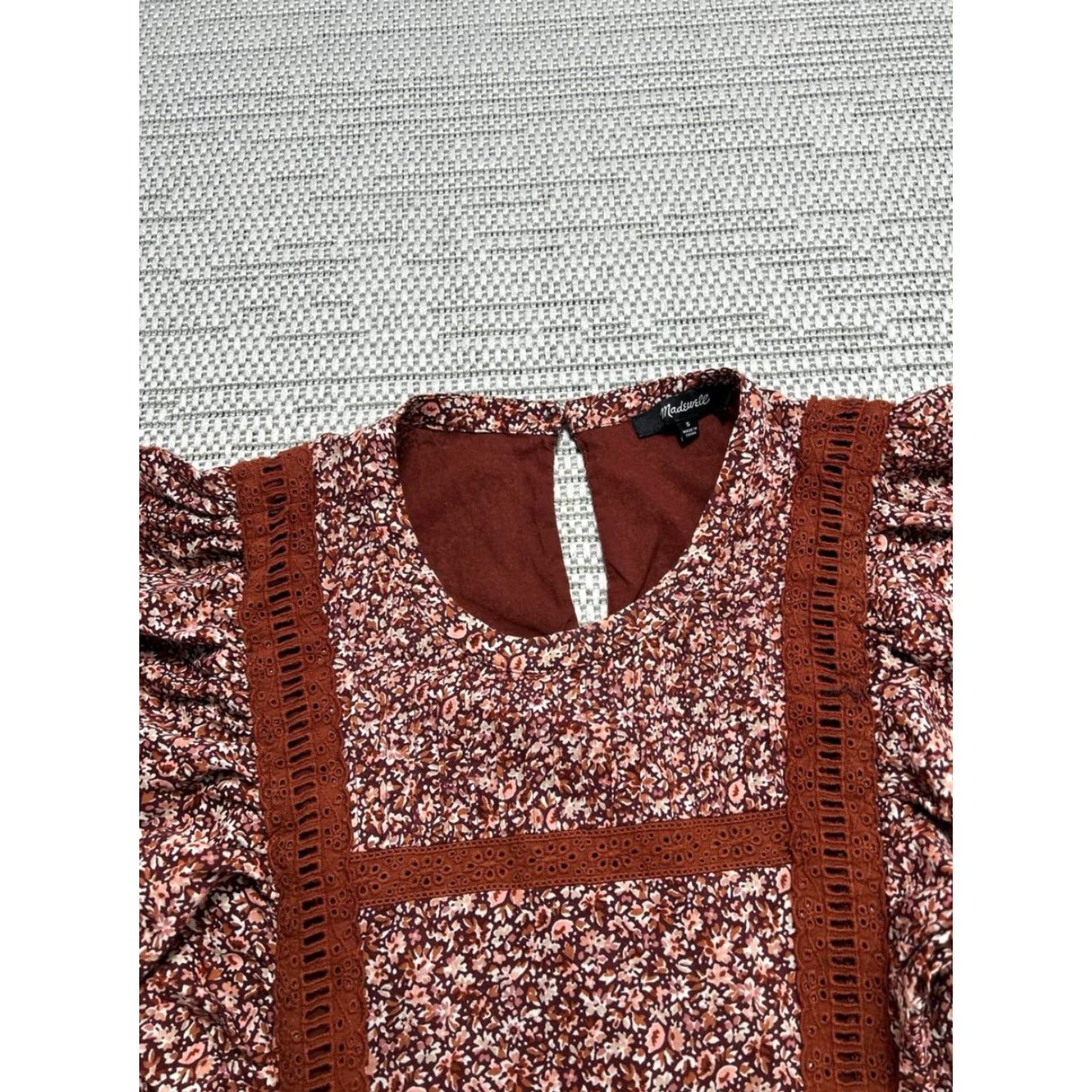 Madewell Madewell Dress Womens Small Brown Floral Cotton Blend Blouson Size S / US 4 / IT 40 - 2 Thumbnail