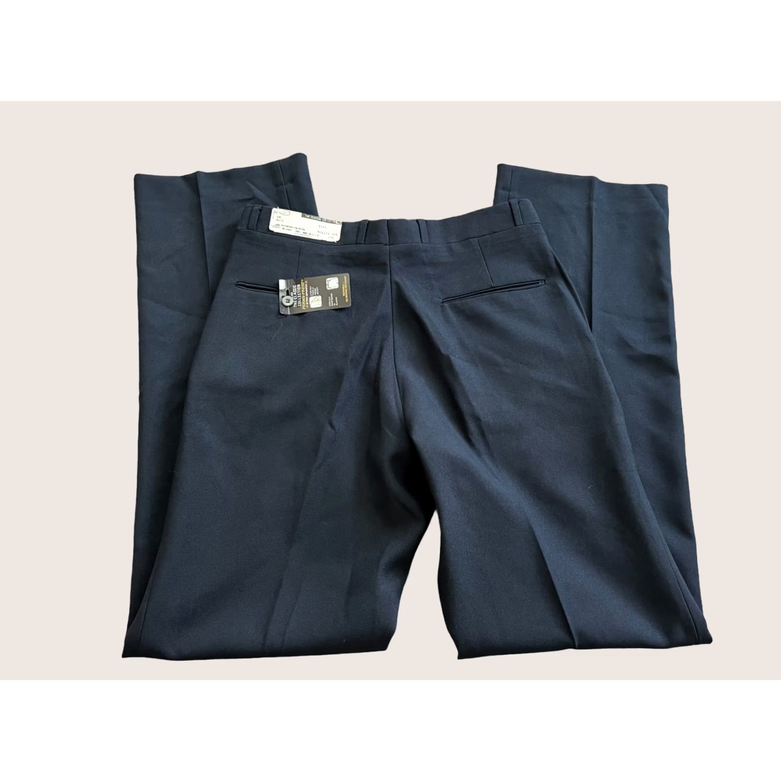 Vintage Perma Prest Pants Mens 32R Navy Classic Fit Stretch Waistband Formal Career NEW Size US 32 / EU 48 - 1 Thumbnail