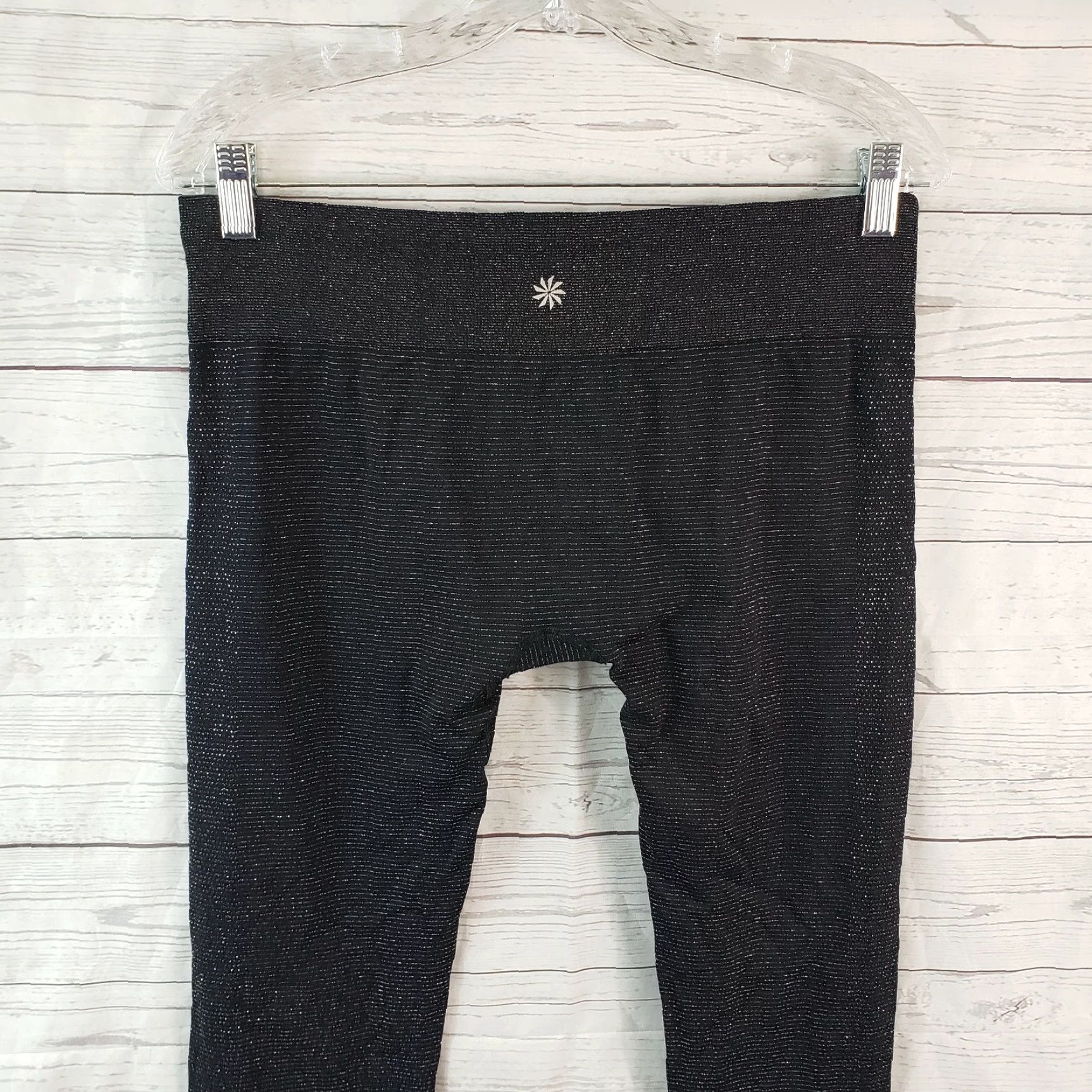 Athleta Athleta Leggings Sz Medium Black Silver Striped Mid Rise Womens Pants INSEAM 25 in Size 32" / US 10 / IT 46 - 4 Thumbnail