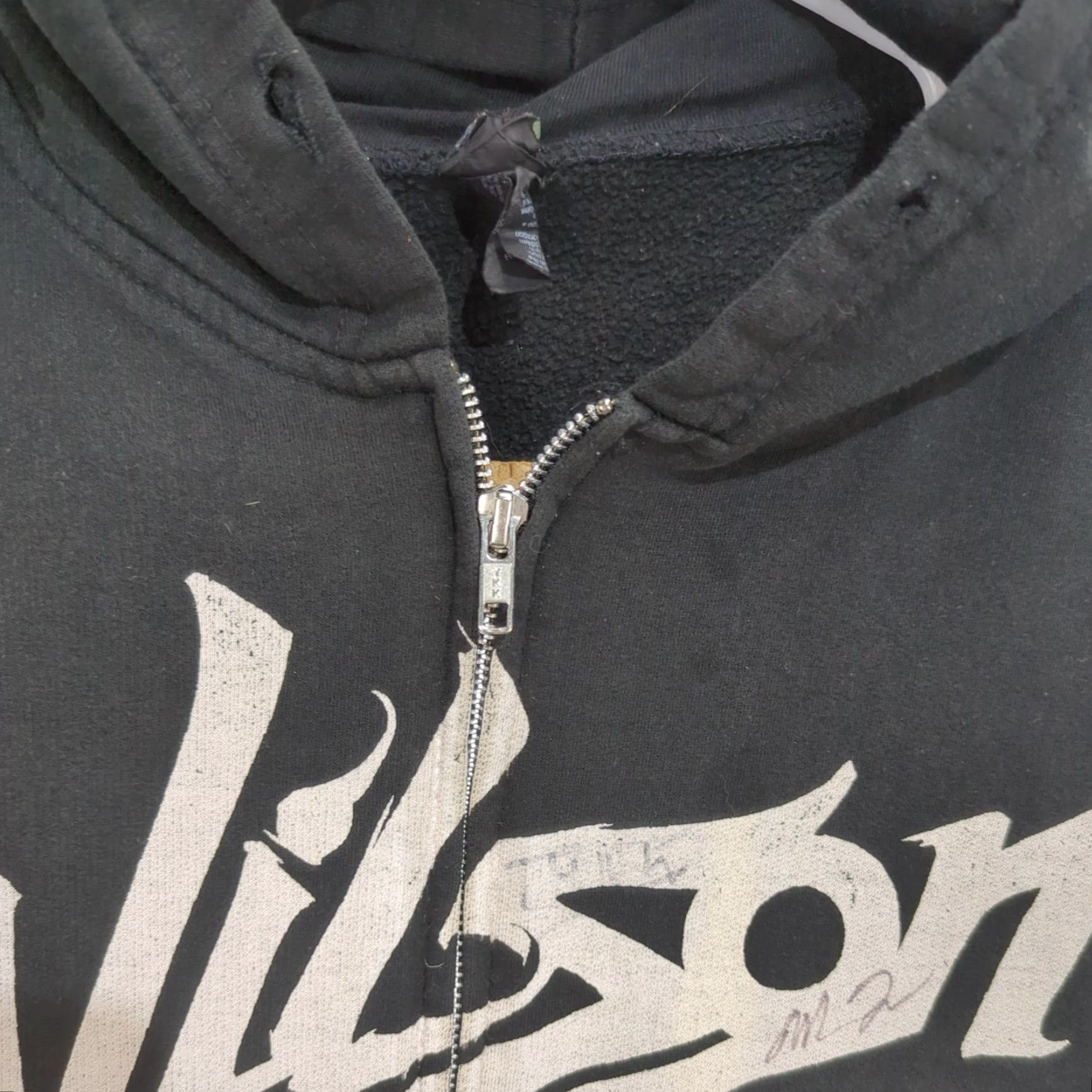 Tultex ROCK BAND Hoodie Tultex East Lansing MI USA Signed Large Black Full Zip Graphic Print Mens Adult Large Hoodie Size US L / EU 52-54 / 3 - 7 Thumbnail