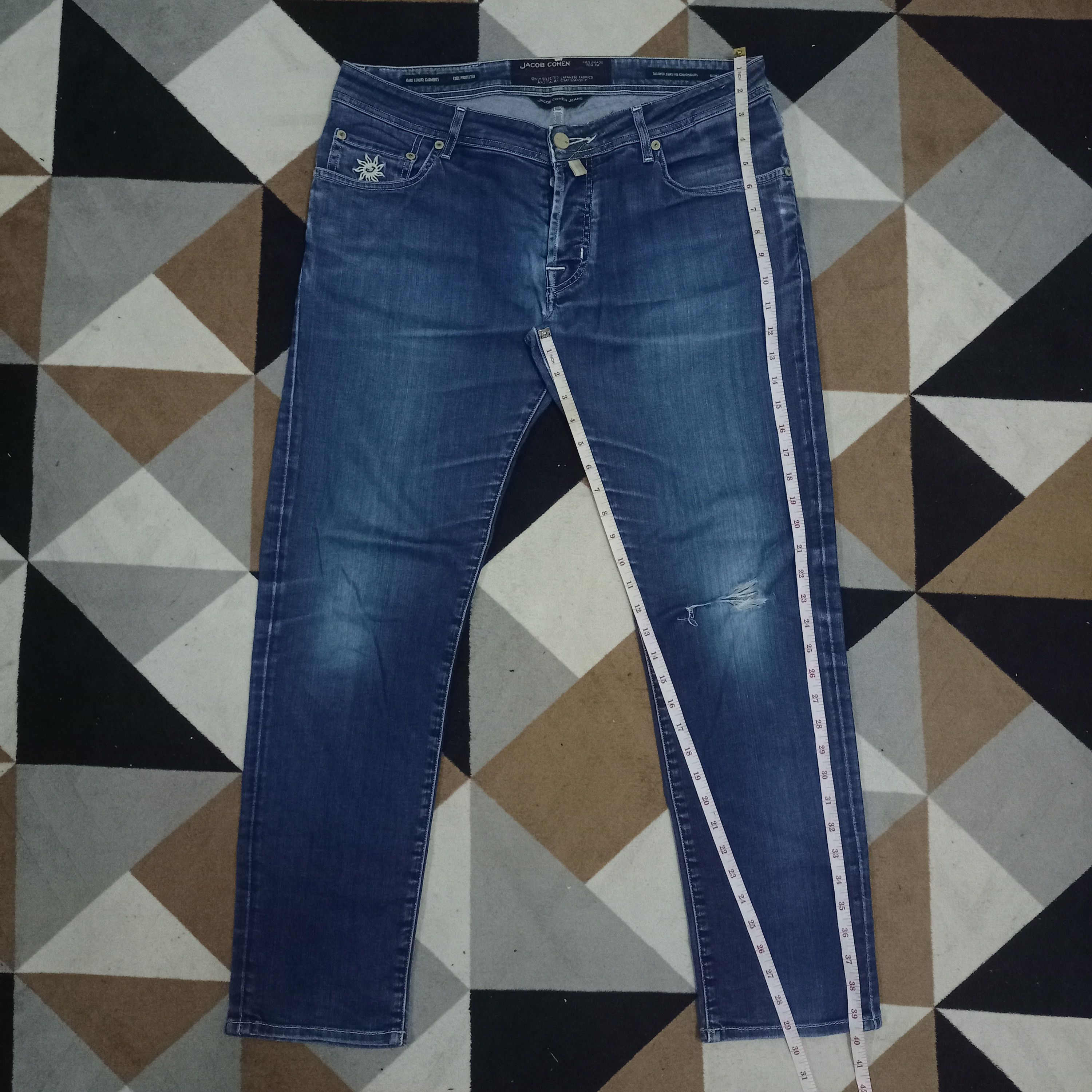 Jacob Cohen Vintage Jacob Cohen 622 Blue Wash Distressed Jeans Size US 36 / EU 52 - 10 Thumbnail