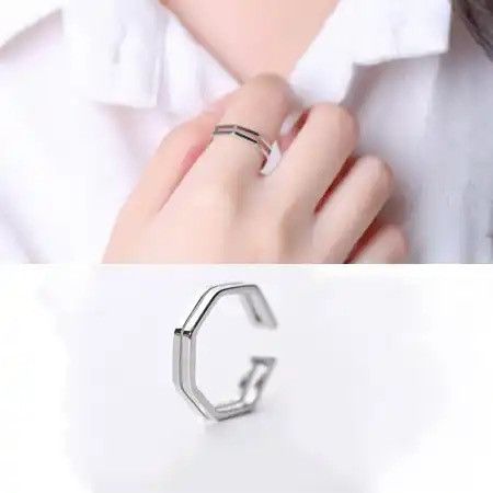 Handmade × Jewelry Abstract Ring Angles Silver Modern Punk Art Psychedelic Size ONE SIZE - 5 Thumbnail