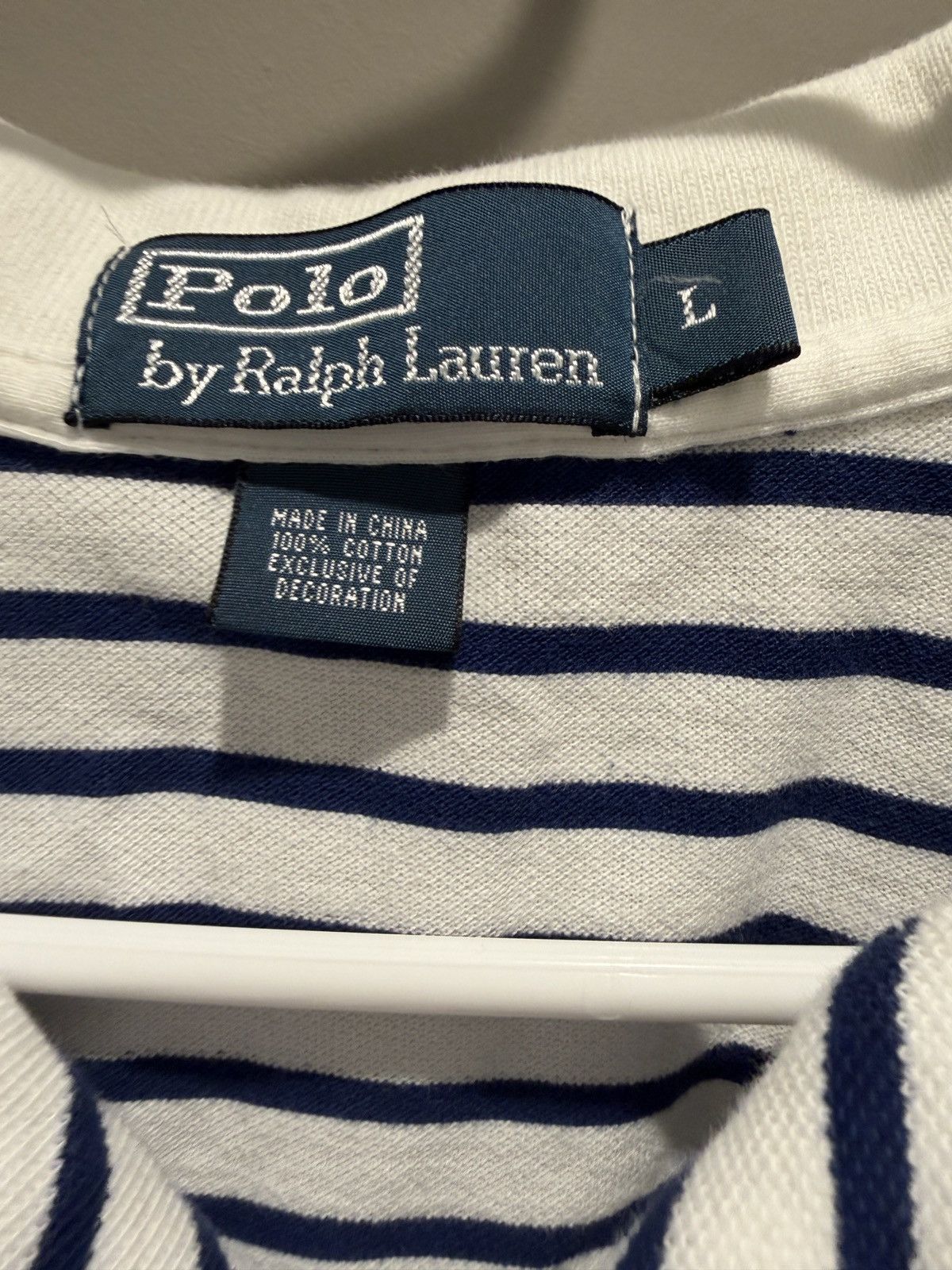 Polo Ralph Lauren Vintage Ralph Lauren white and blue polo shirt Size US L / EU 52-54 / 3 - 4 Thumbnail