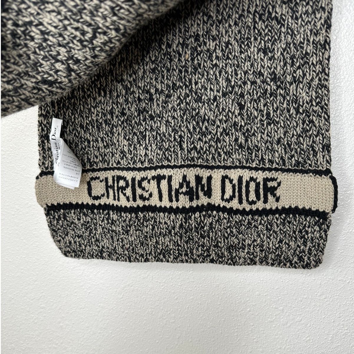 Christian Dior Monsieur Christian Dior Beige Black Marled Wool Cashmere Blend Scarf Size ONE SIZE - 4 Thumbnail