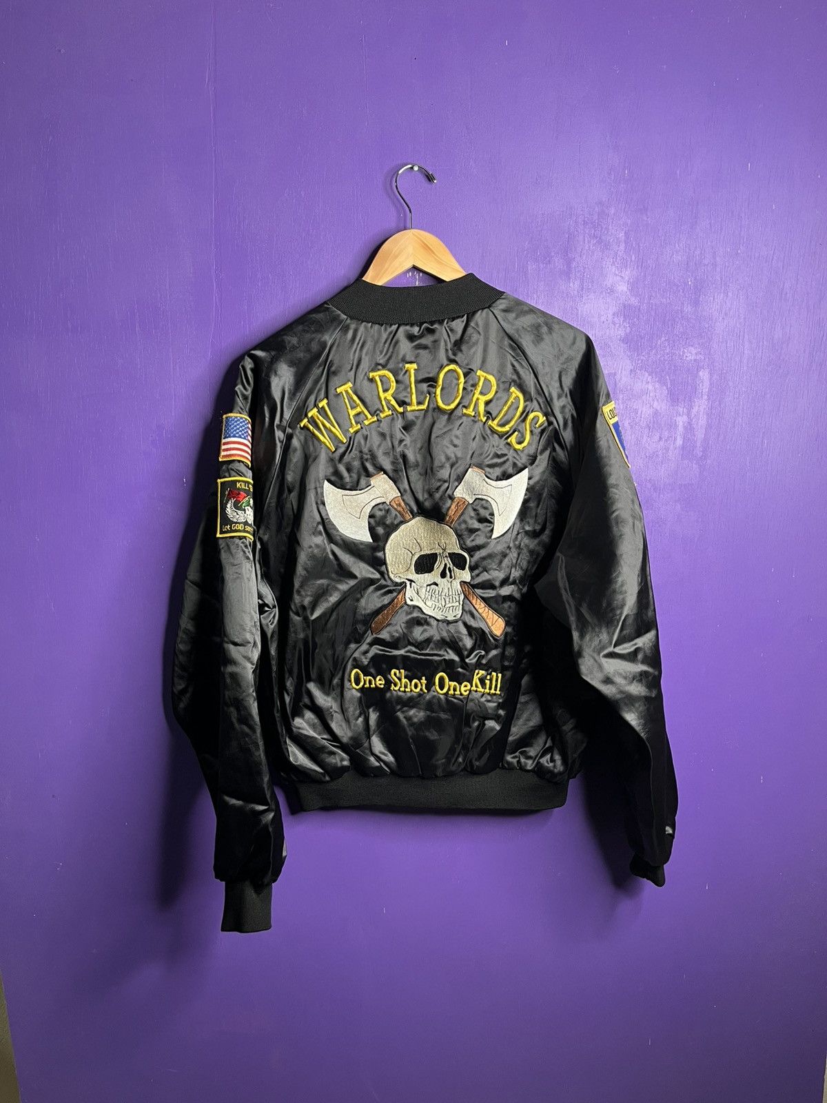 Vintage Vintage 70s US army Warlords one shot one kill satin jacket Size US L / EU 52-54 / 3 - 2 Thumbnail