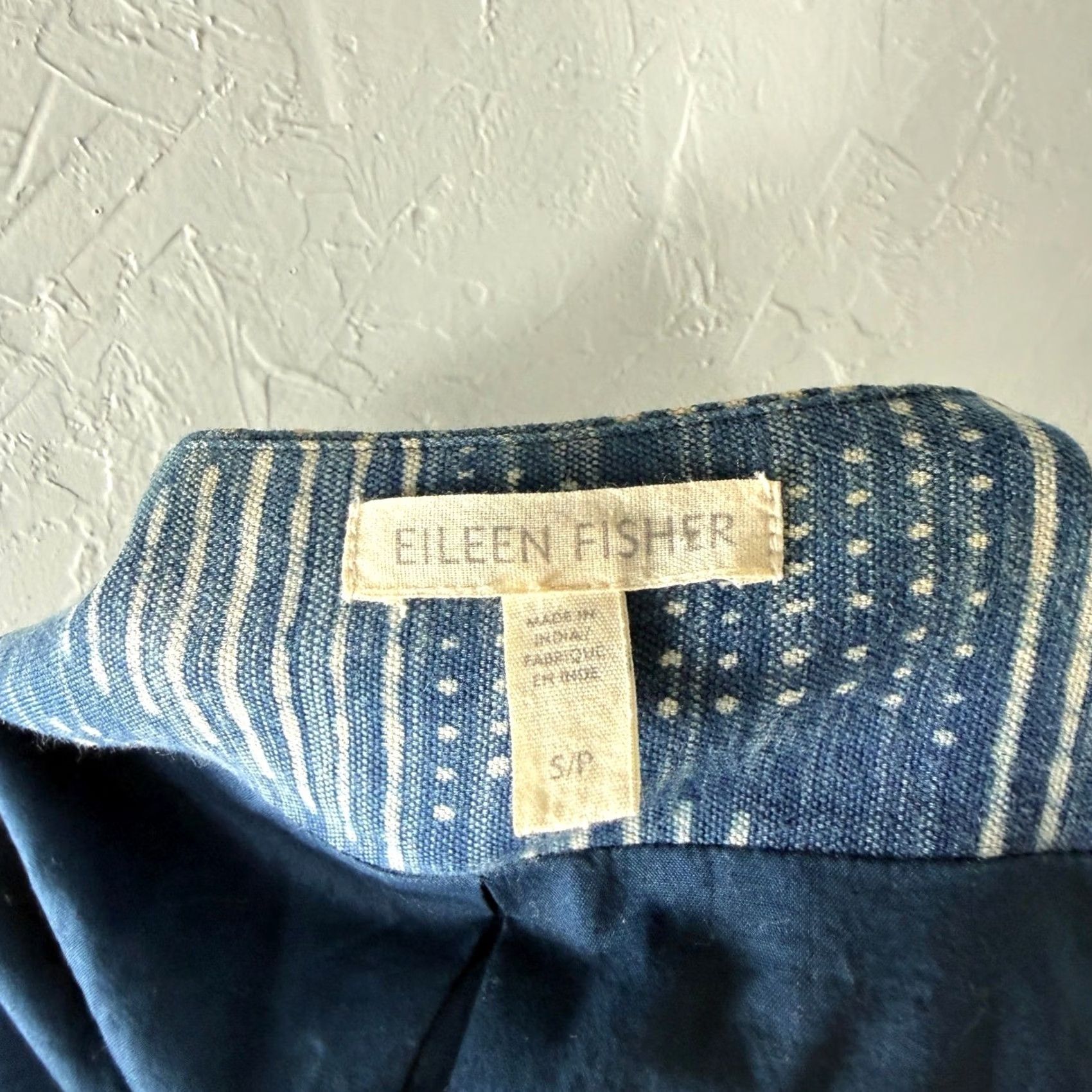 Eileen Fisher Eileen Fisher Women's Small Open Front Organic Cotton Printed Indigo Jacket Size S / US 4 / IT 40 - 5 Thumbnail