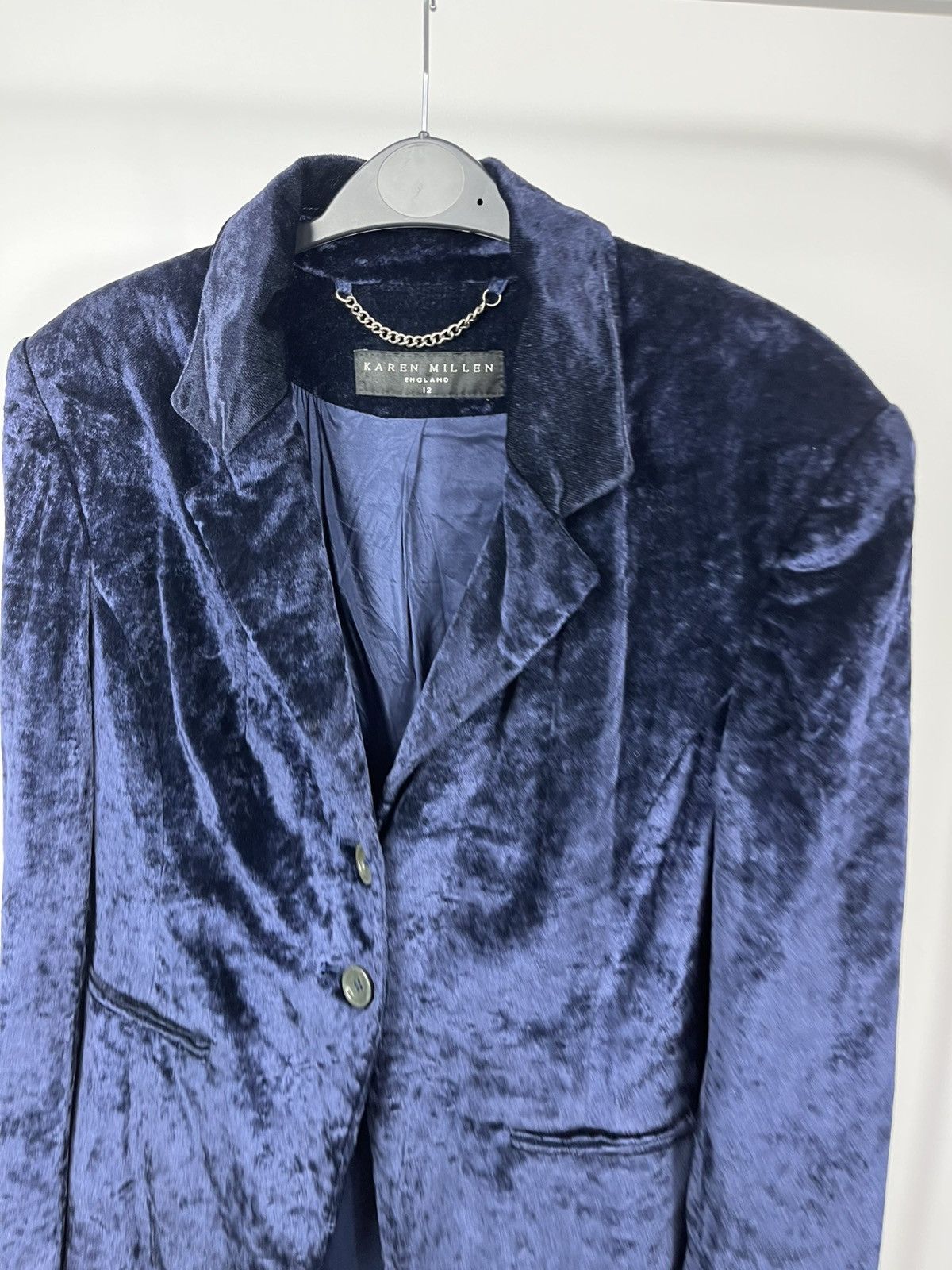 Karen Millen Karen Millen Navy Velvet Blazer Women Size 12 Elegant Jacket Size S / US 4 / IT 40 - 3 Thumbnail