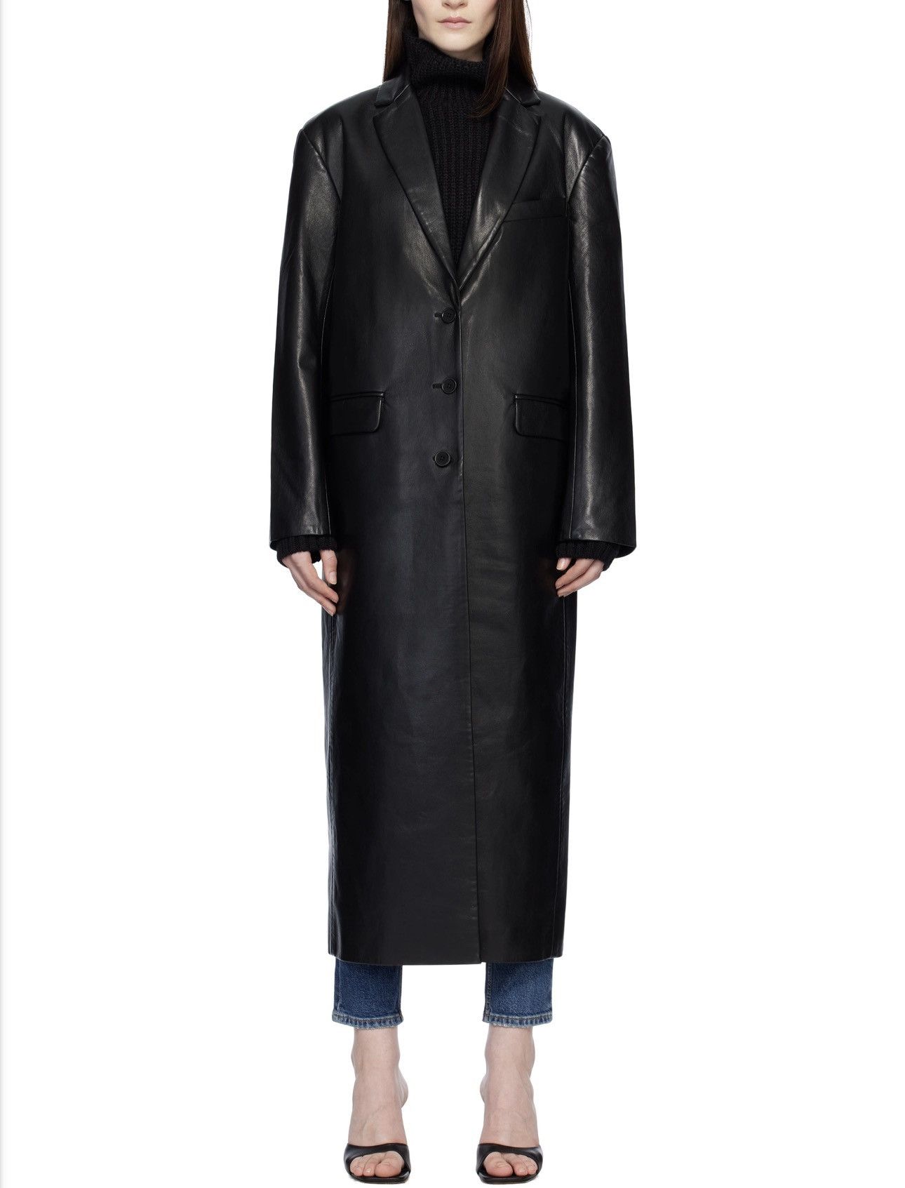 Anine Bing Anine Bing New Long Leather coat, black, size L Size L / US 10 / IT 46 - 1 Thumbnail