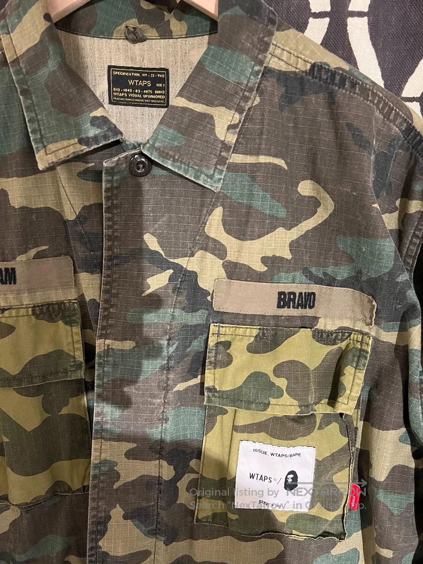 Bape bape x wtaps jungle camo long sleeve shirt. Size US M / EU 48-50 / 2 - 3 Thumbnail