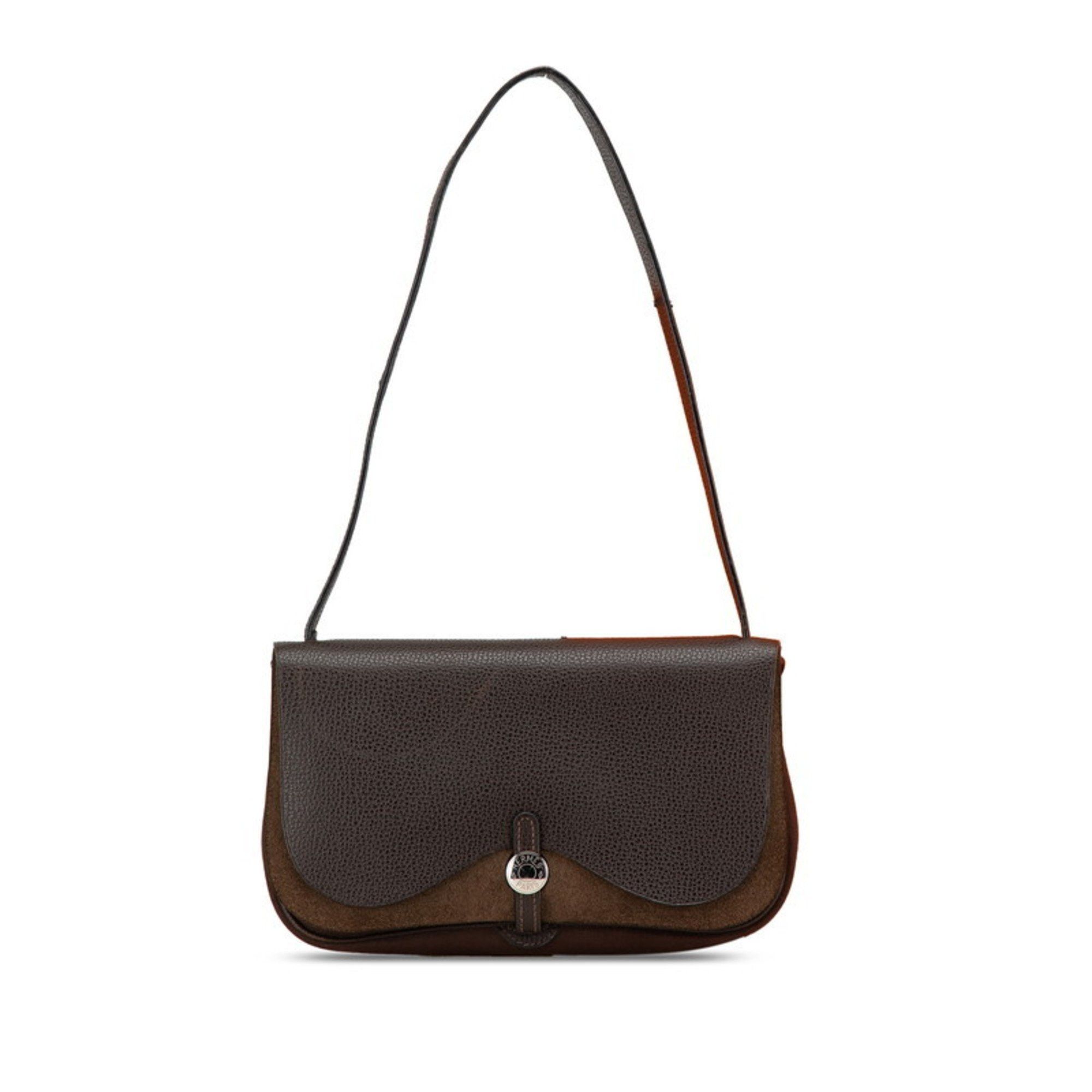 Hermes Colorado Pm Shoulder Bag Brown Toile Officier Vache Liegé Women's Hermes