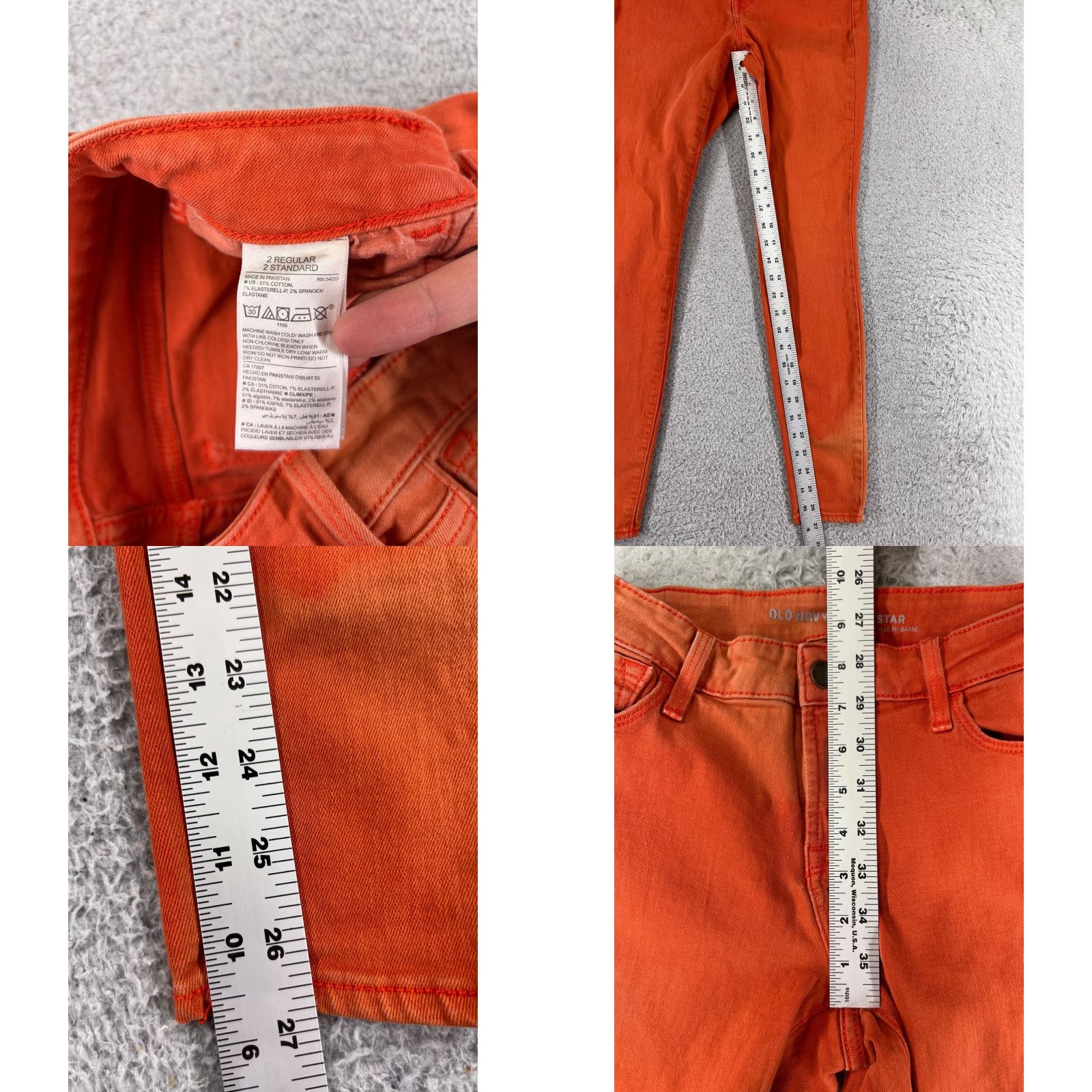 Old Navy Old Navy Jeans Womens 2 Orange Mid Rise Skinny Denim Rockstar 90s Retro Size 26" / US 2 / IT 38 - 8 Thumbnail