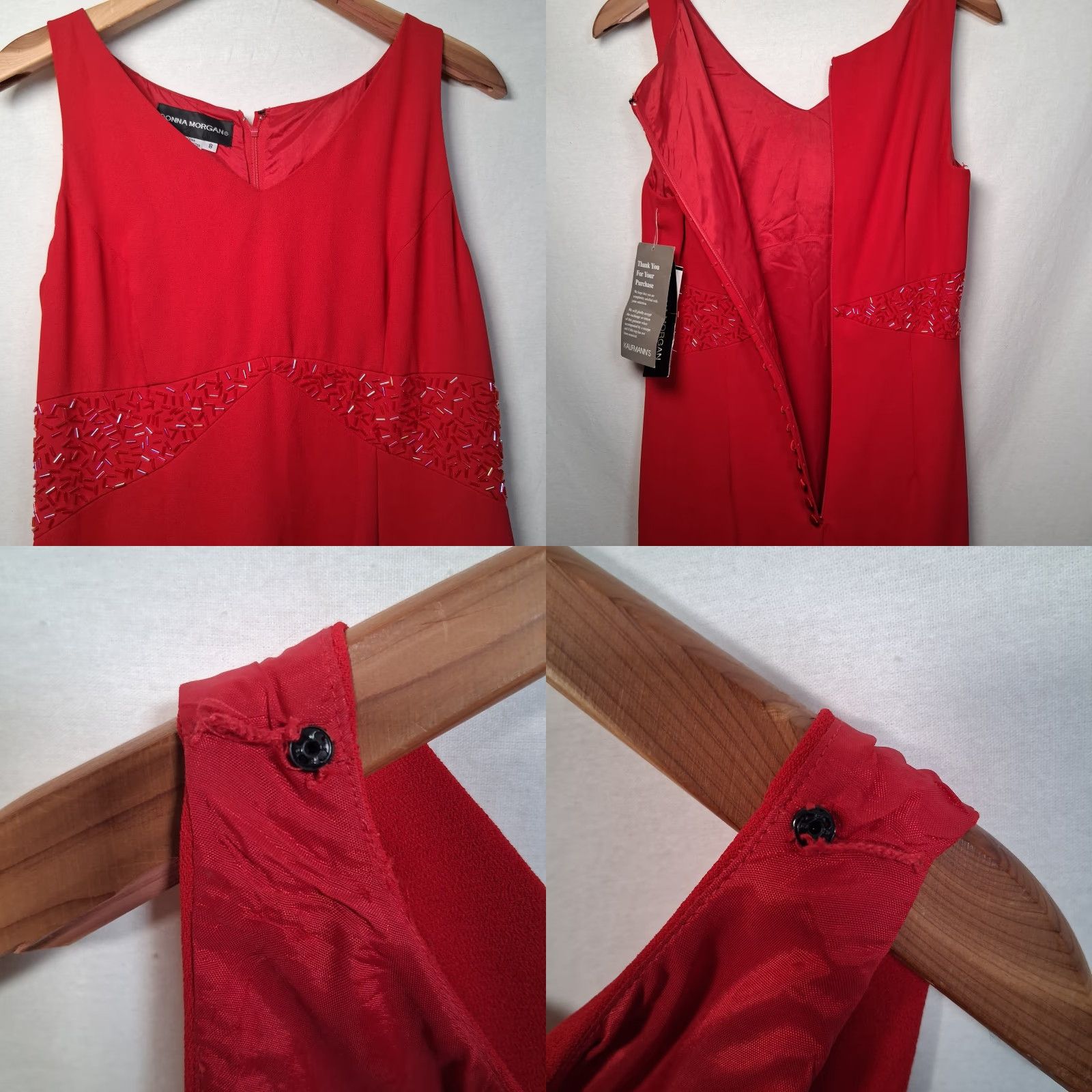 Donna Morgan VINTAGE Donna Morgan Evening Gown Dress Size 8 Red Sleeveless Long Beaded Dress Woman Size M / US 6-8 / IT 42-44 - 9 Thumbnail