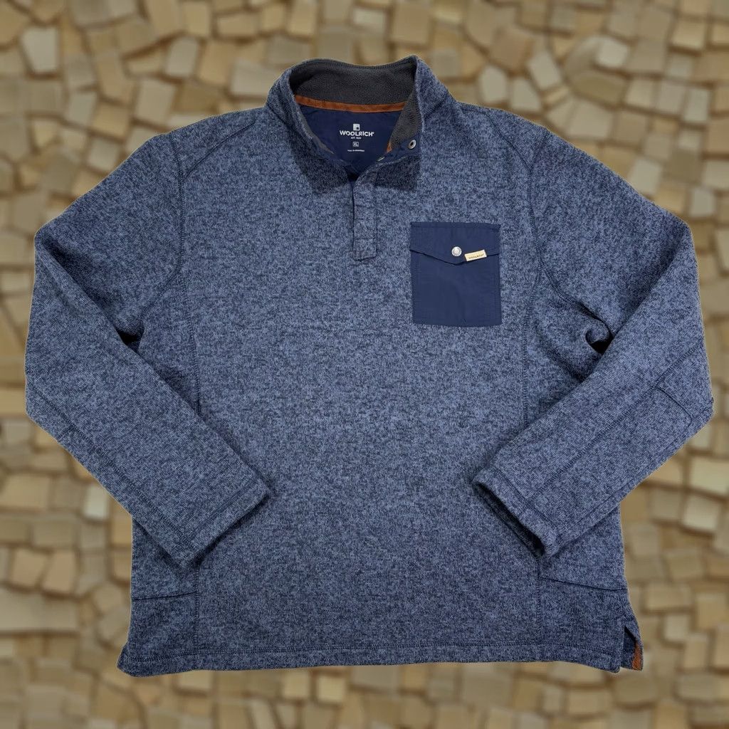 Vintage Woolrich Pullover Sweater 1/4 Snap T Soft Fleece Blue Mens XL Pocket Mock Neck Long Sleeve Regular Fit Casual Vintage: No Size US XL / EU 56 / 4 - 1 Thumbnail