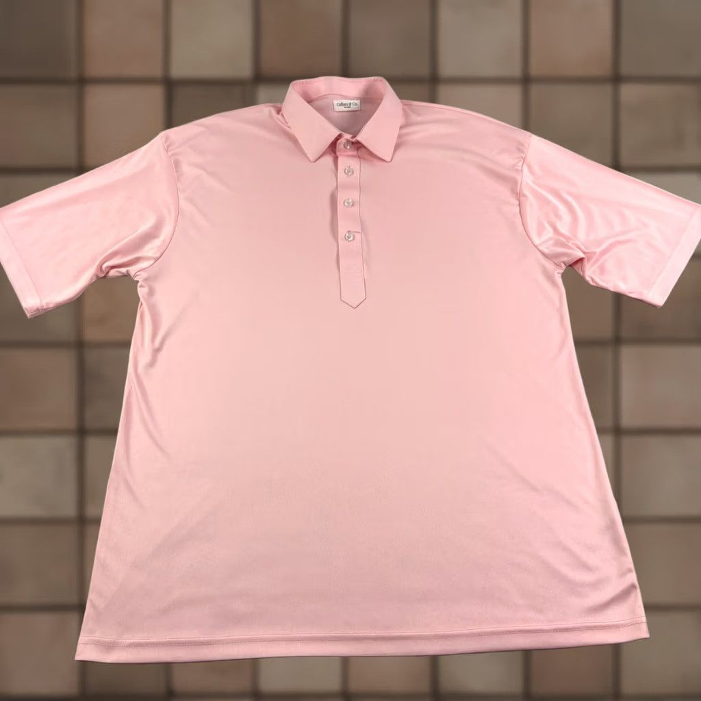 CO Collars & Co Shirt Polo Men 2XL Pink Short Sleeve Collared Golf Performance Stretch VINTAGE? Size US XXL / EU 58 / 5 - 1 Thumbnail