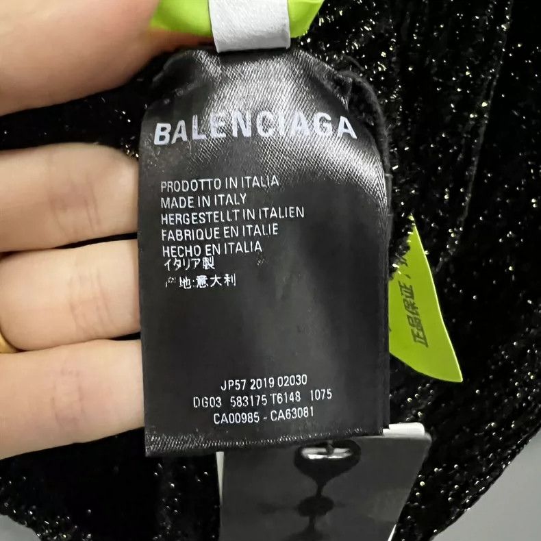 Balenciaga Balenciaga Black Fine Glitter High Neck Knit Top Size US S / EU 44-46 / 1 - 4 Thumbnail