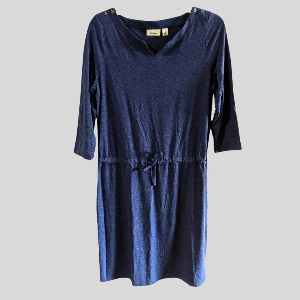L.L. Bean L.L. BEAN Women's Blue Knit Dress Size Small 3/4 Sleeve V-Ne Size S / US 4 / IT 40 - 1 Thumbnail