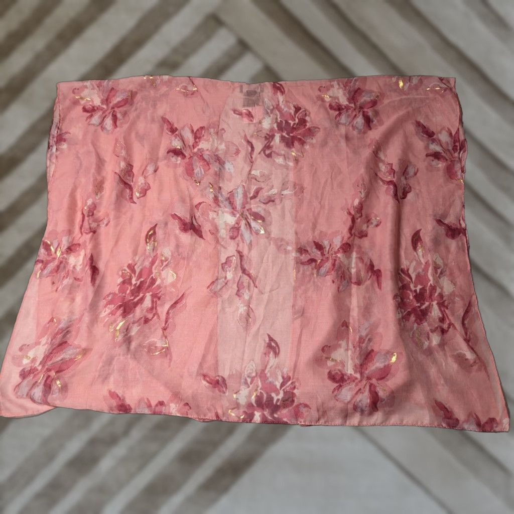 Vintage MARCUS ADLER Women One Size Pink Gold Floral Ruana Topper Cardigan Kimono NEW Size ONE SIZE - 1 Thumbnail