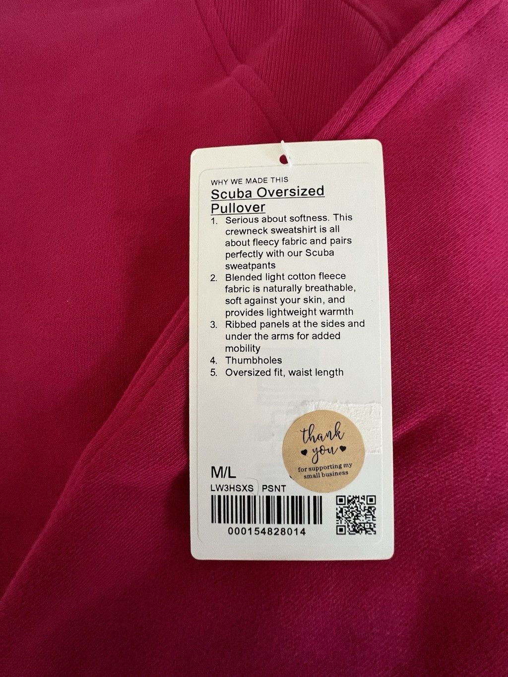 Lululemon LULULEMON SCUBA OVERSIZED PULLOVER PASSIONATE SIZE M/L NWT Size M / US 6-8 / IT 42-44 - 8 Thumbnail