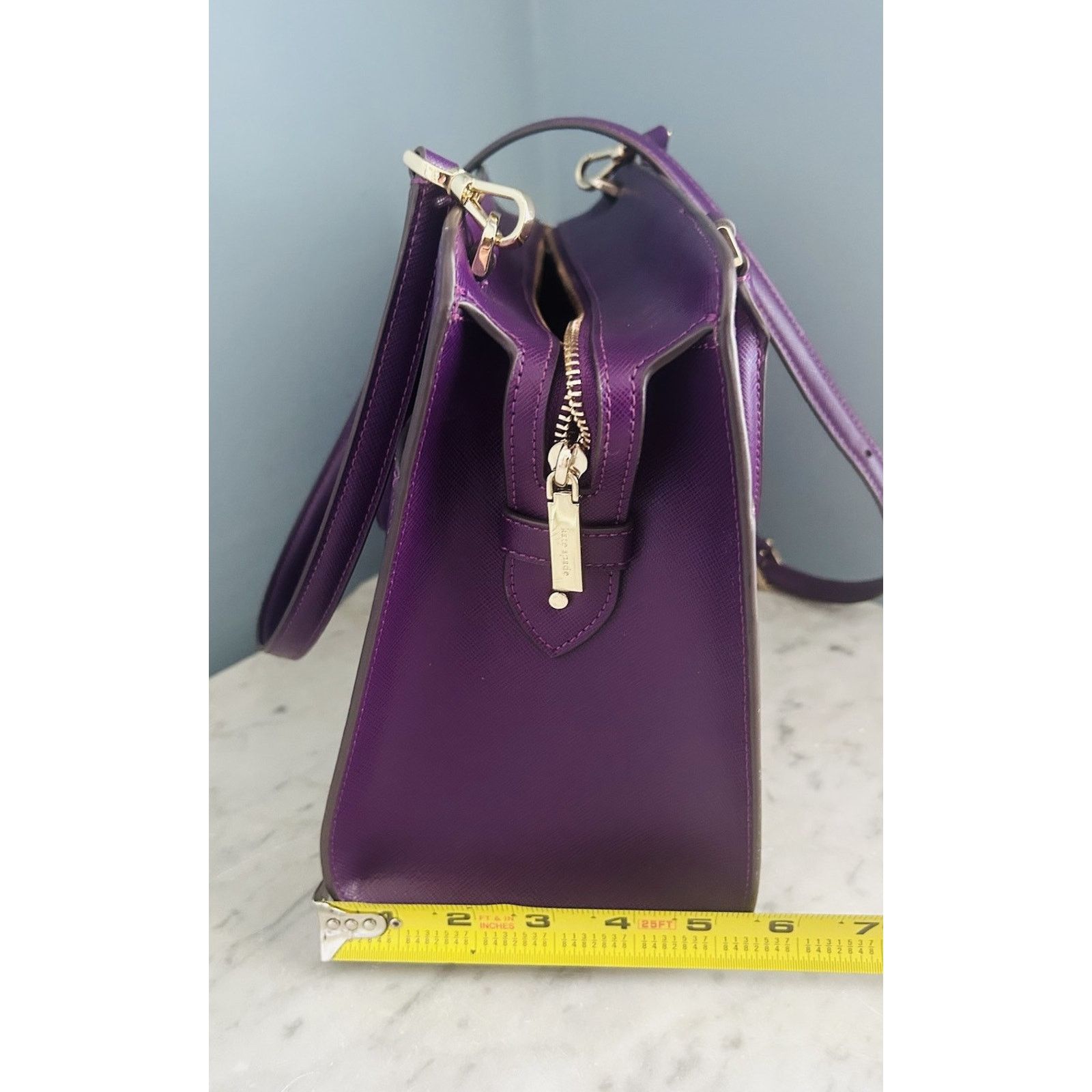 Kate Spade Kate Spade Ripe Plum Madison Saffiano Leather Purple Satchel Size ONE SIZE - 13 Thumbnail
