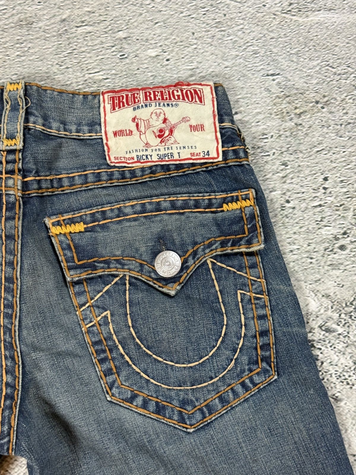 True Religion True Religion jorts denim shorts navy orange stitching Ricky Size US 33 - 3 Thumbnail