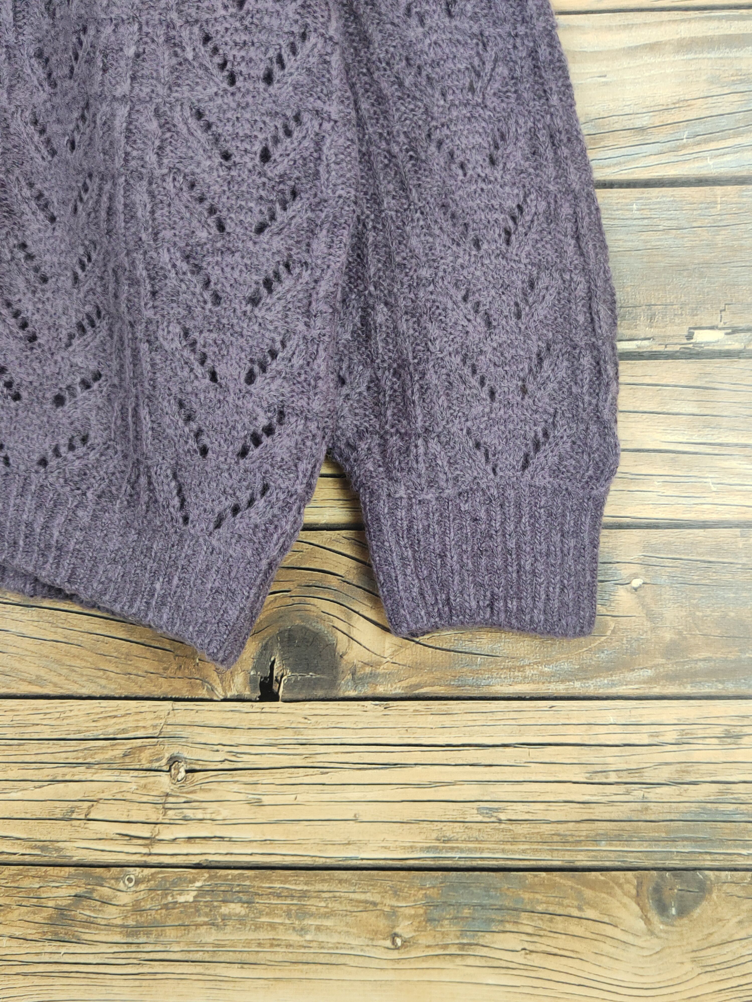Japanese Brand Japan crochet vintage Purple Knitwear Cardigan #W1096 Size US L / EU 52-54 / 3 - 6 Thumbnail