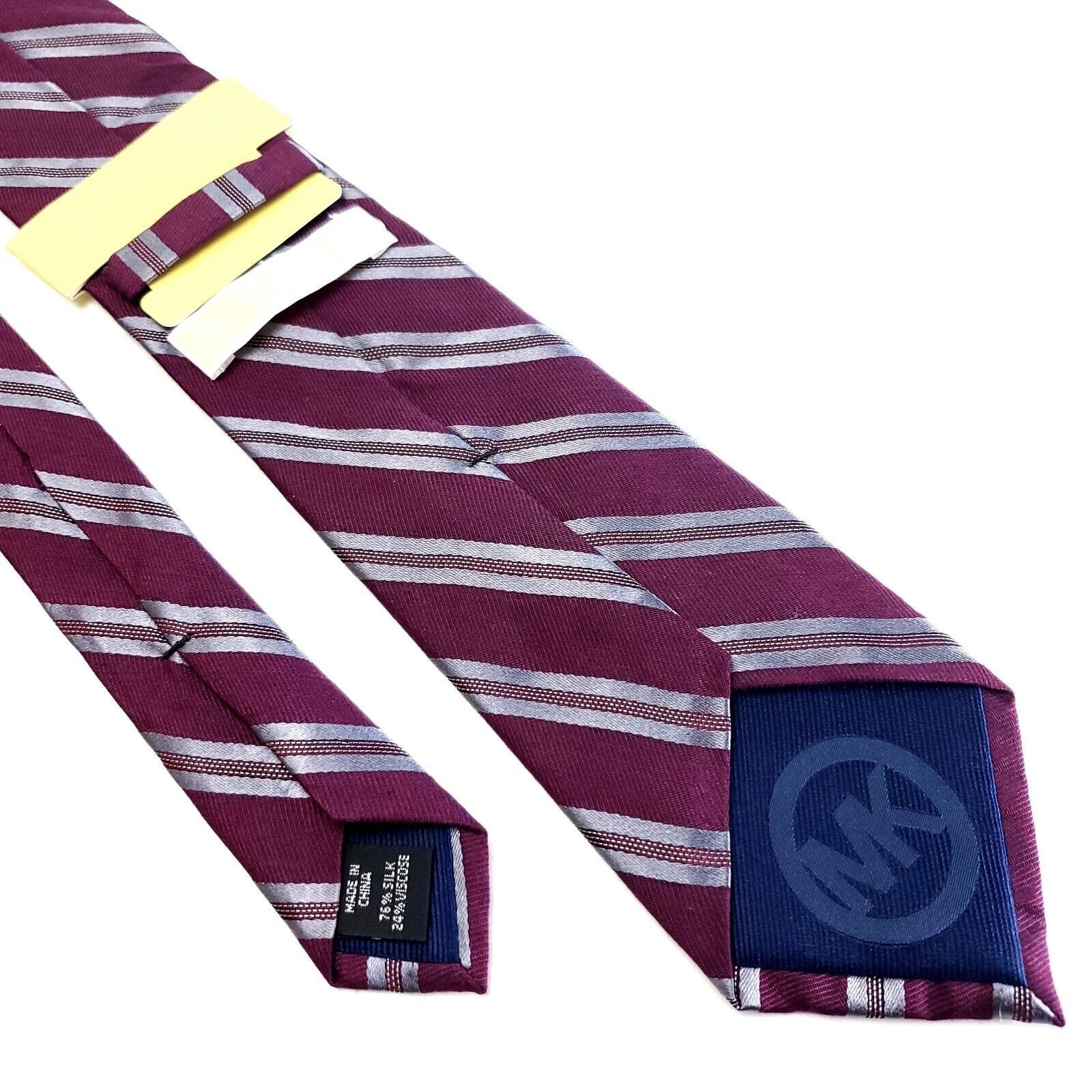 Michael Kors Michael Kors Silk Tie Woven Striped Maroon Red Skinny Size ONE SIZE - 5 Thumbnail