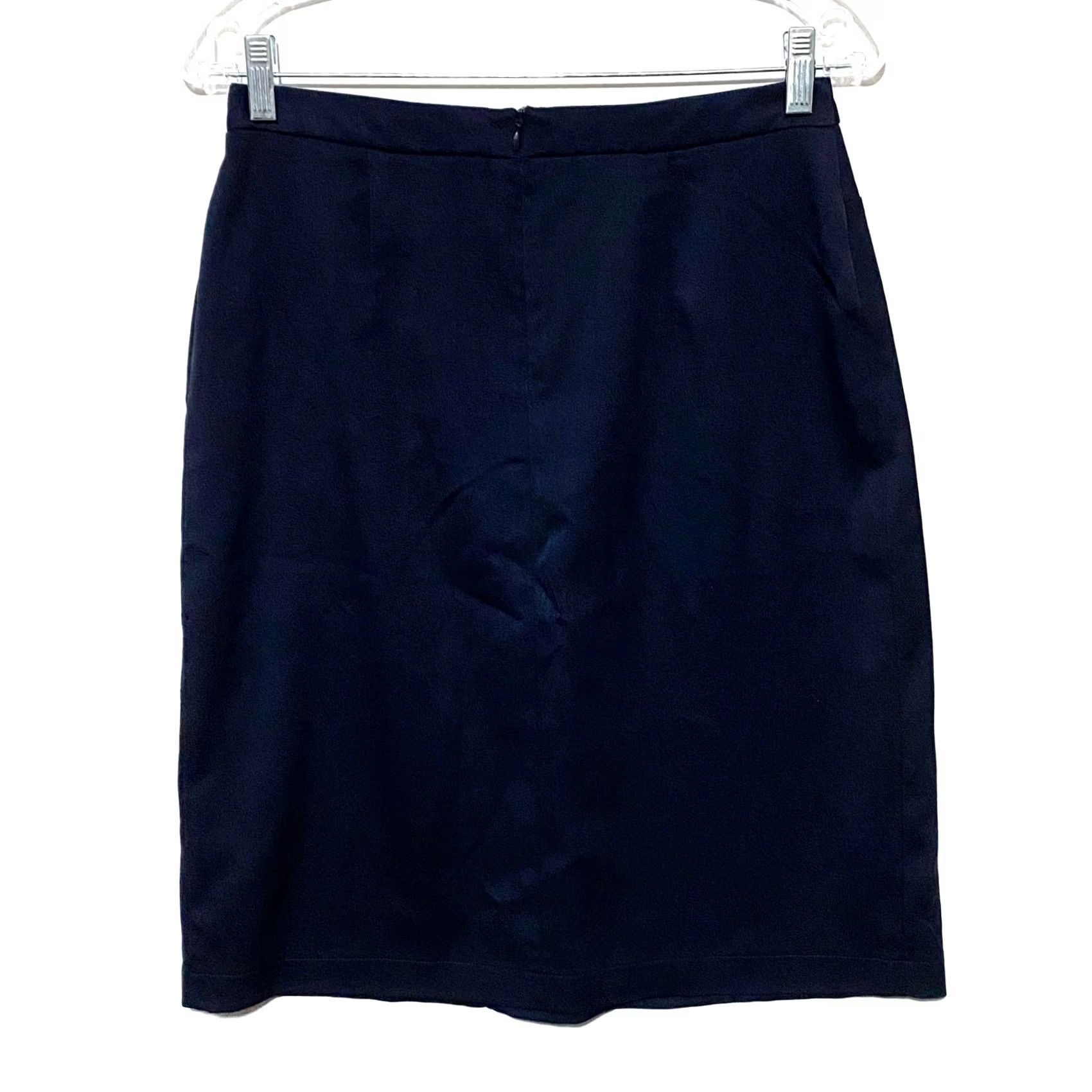 Vintage VINTAGE Mixit Navy Blue Pencil Skirt Womens 4 Front Slit Knee Length Career Office Formal Workwear Womens Size 27" / US 4 / IT 40 - 3 Thumbnail