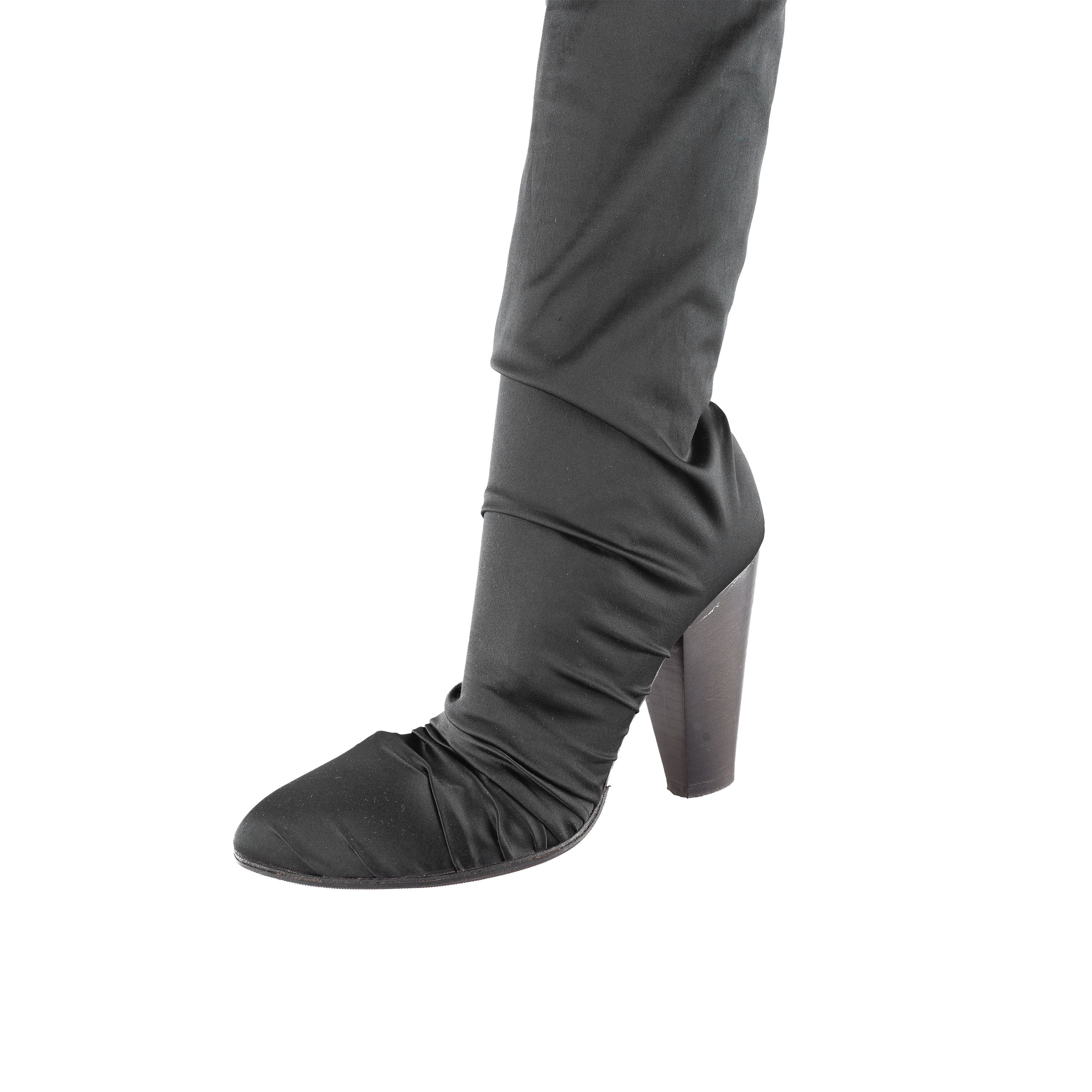 Dolce & Gabbana Dolce & Gabbana Vintage Black High-Stock Stretch Silk Boots Size US 6 / IT 36 - 4 Thumbnail