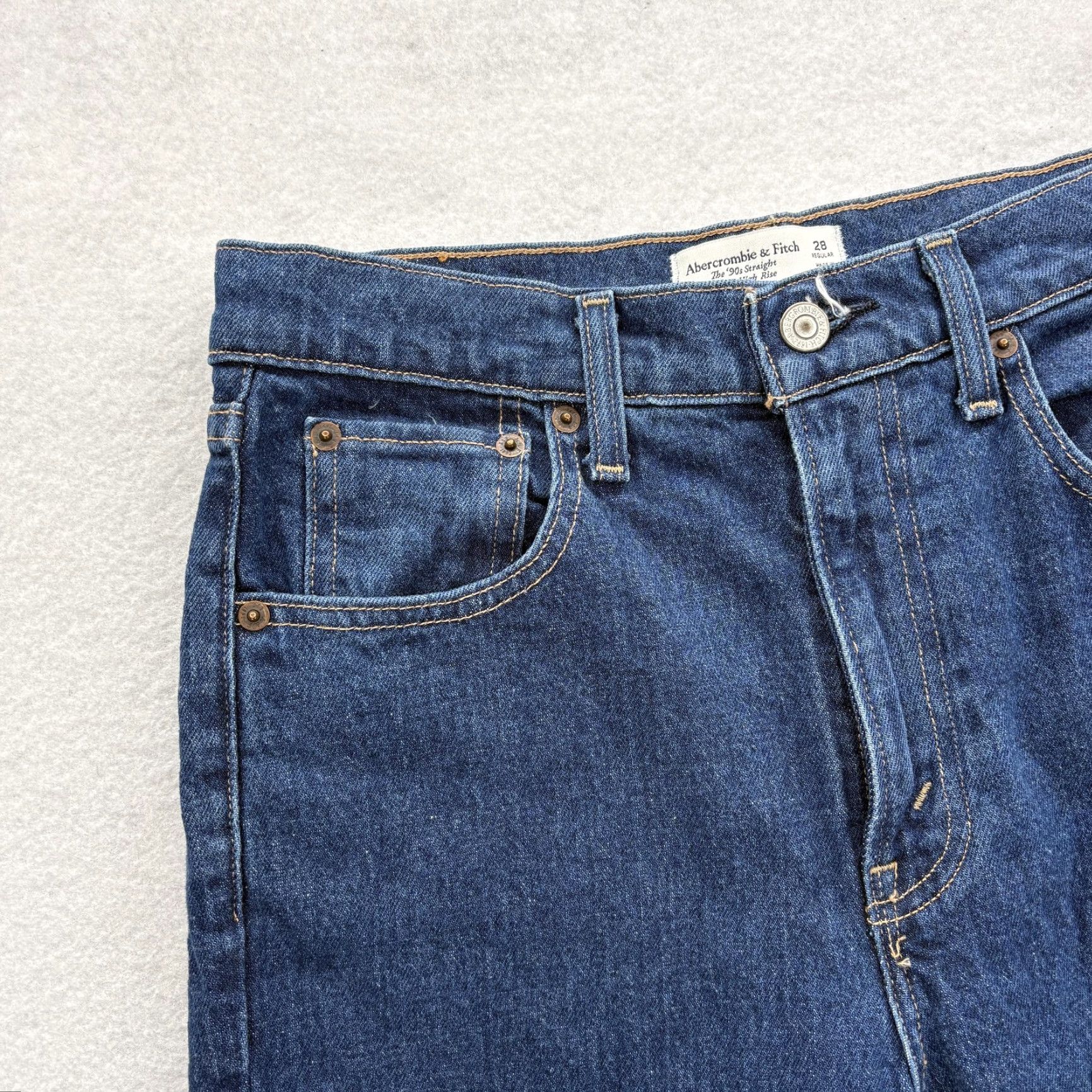 Abercrombie & Fitch Abercrombie & Fitch Jeans Womens 28 Blue Straight High Rise 90s Denim Stretch Pocket Zipper Button 5-Pocket Size 28" / US 6 / IT 42 - 3 Thumbnail