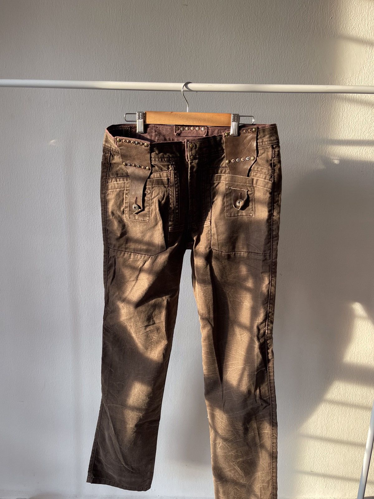Marithe + Francois Girbaud 90s Marithe Francois Girbaud Leather paded part Pants A6 Size US 30 / EU 46 - 1 Thumbnail