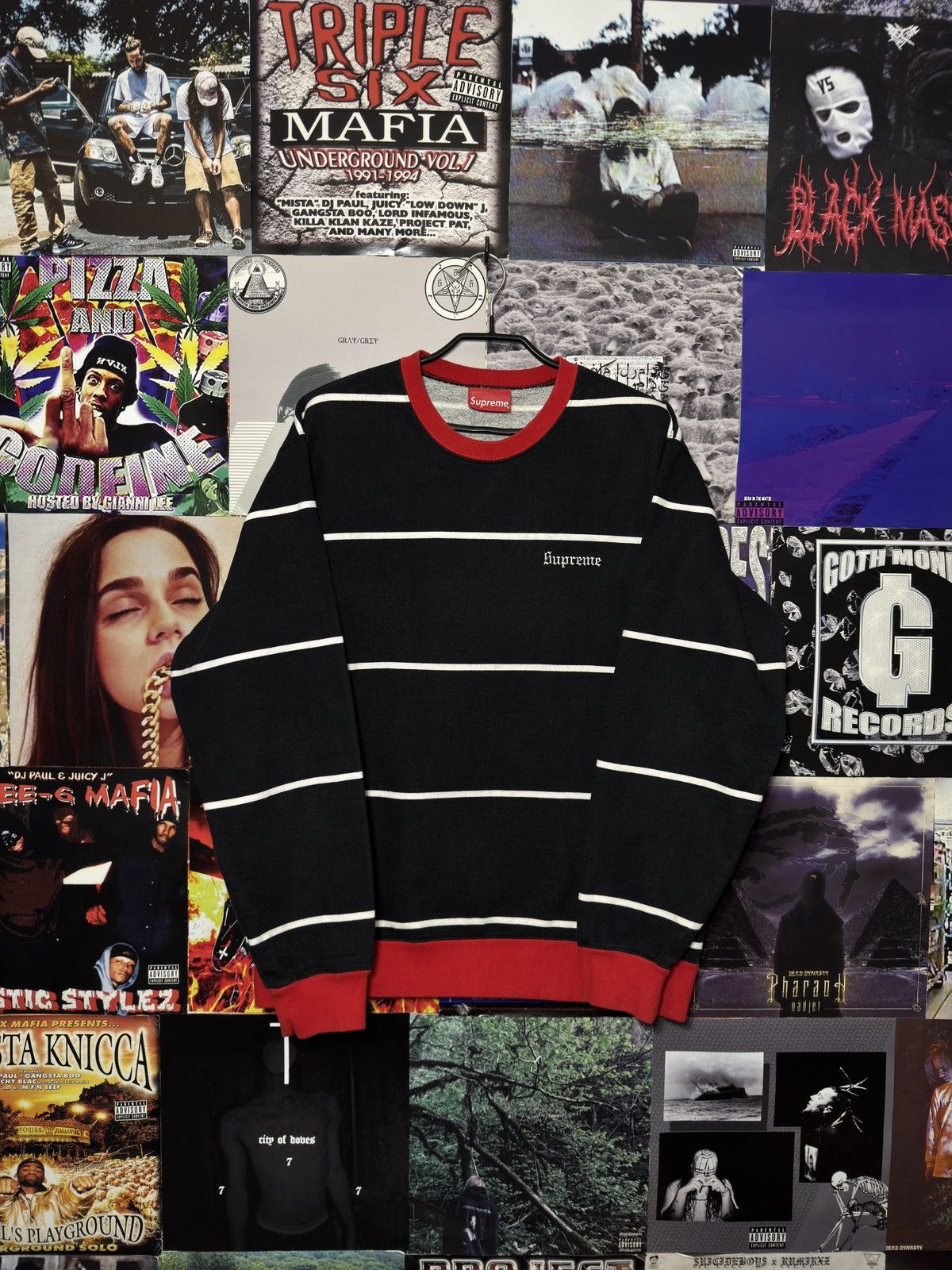 Supreme Striped Crewneck Sweatshirt