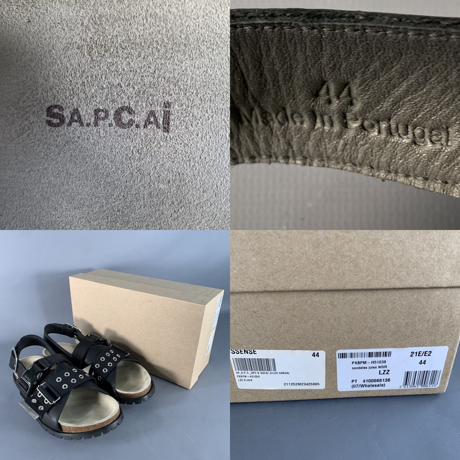 A.P.C. A.P.C. x SACAI "Jules" sandals in black leather with silver grommets Size ONE SIZE - 8 Thumbnail