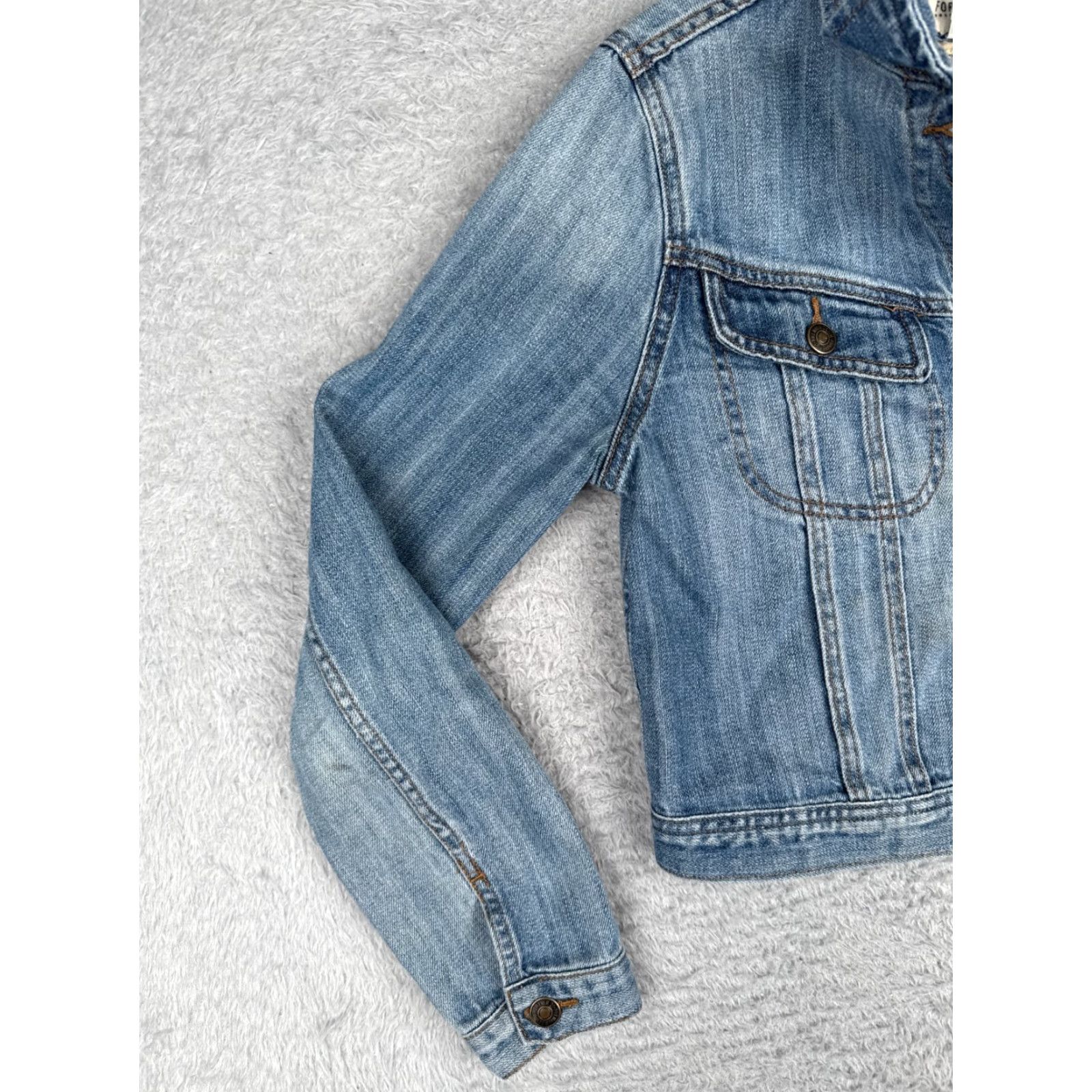Forever 21 FOREVER 21 Denim Jacket Women's Large Blue Crop Button Up Classic 80s-90s Size 36" / US 14 / IT 50 - 3 Thumbnail