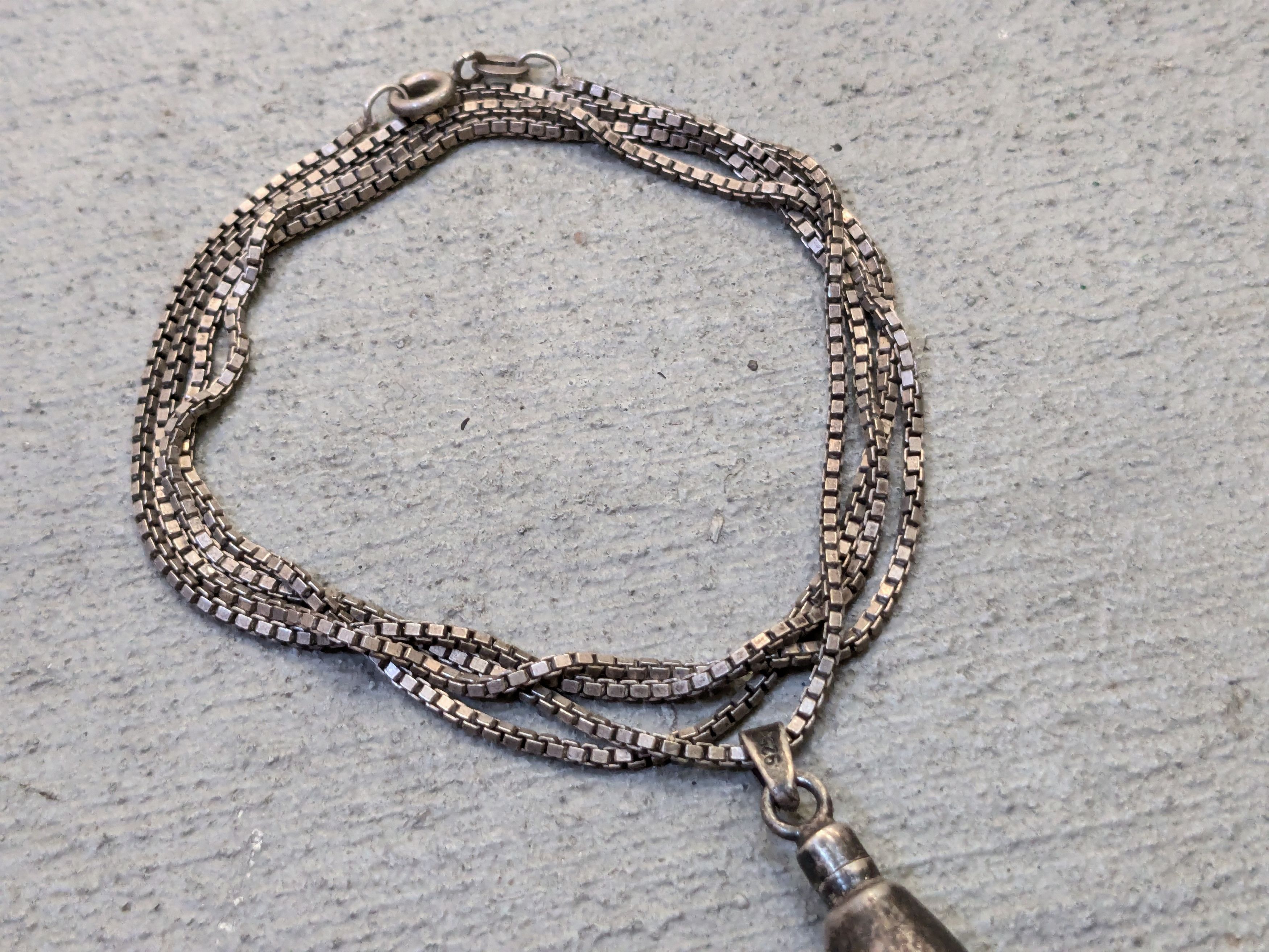 Other Vintage Sterling Silver Necklace Perfume Pendant 30" Italy Size ONE SIZE - 3 Thumbnail