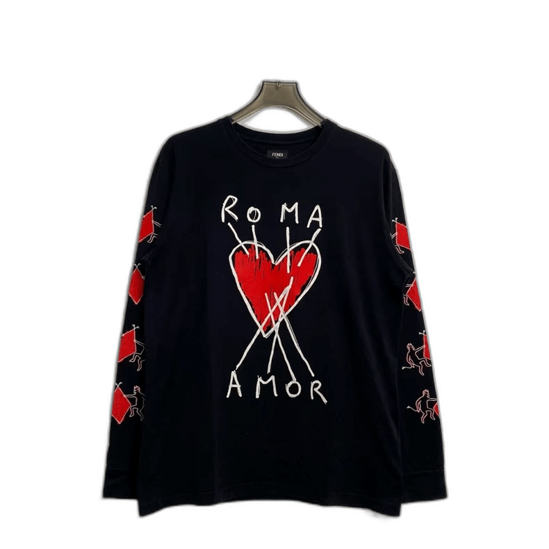 Fendi Long Sleeve Graffiti Heart Shirt