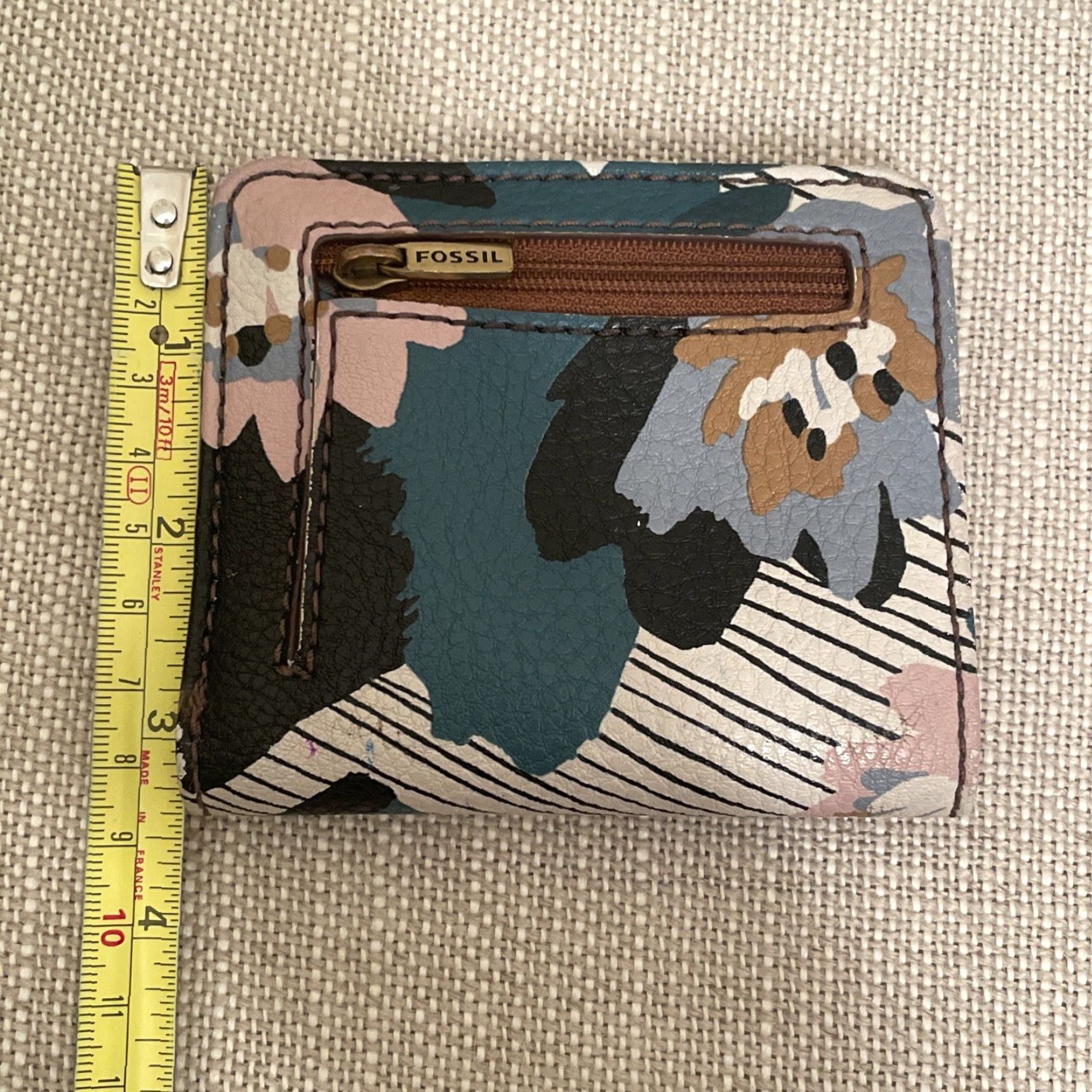 Fossil FOSSIL Wallet Bifold Floral Print Leather Coin Purse Boho Abstract Floral Wallet, Women, Credit Card, Snap Close, Key Ring, Pre-owned, 1 Unit Size ONE SIZE - 6 Thumbnail