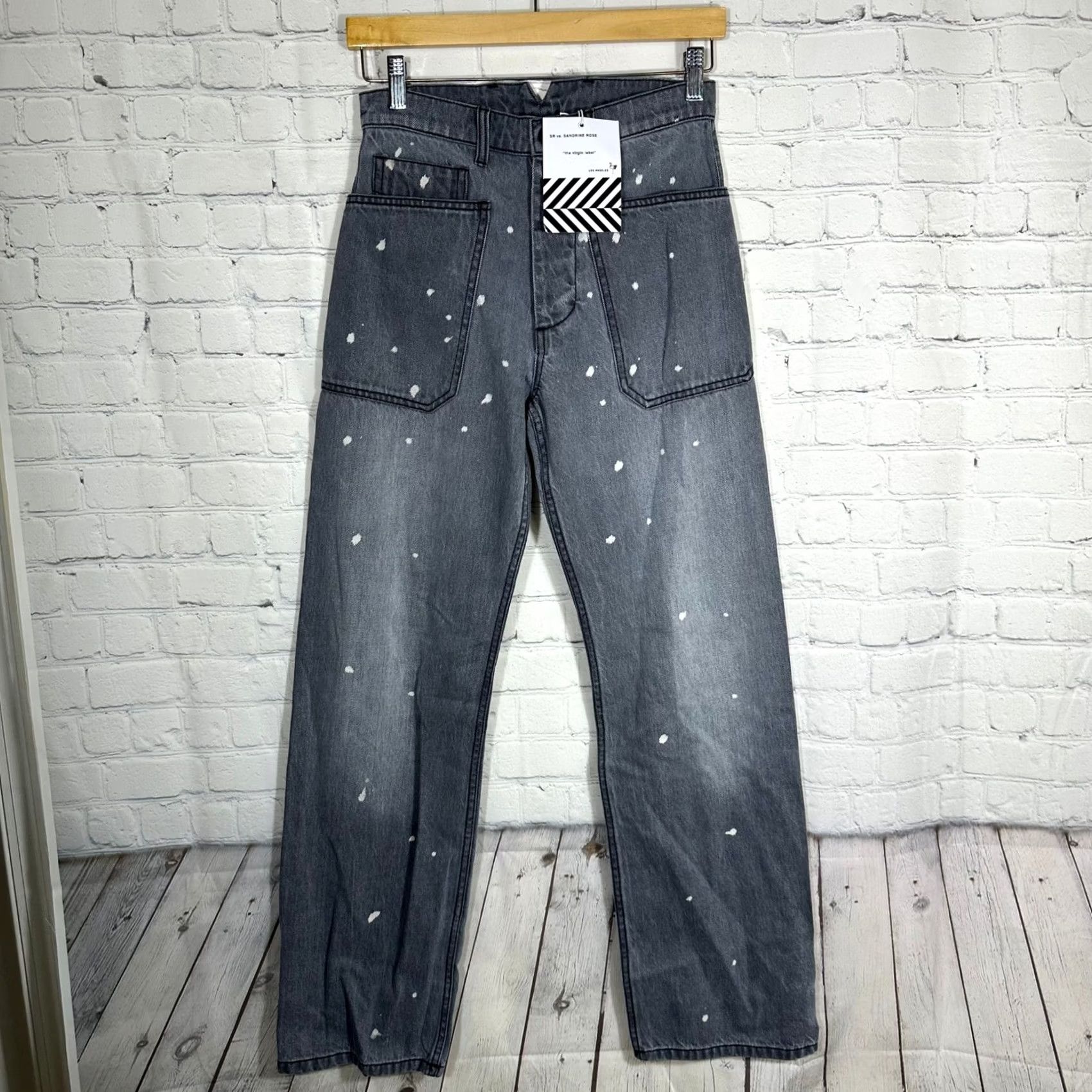 Vintage VINTAGE Sandrine Rose Wide Cargo Jeans Polka Grey Paint Splatter High Rise 27 NEW Size 27" / US 4 / IT 40 - 2 Thumbnail