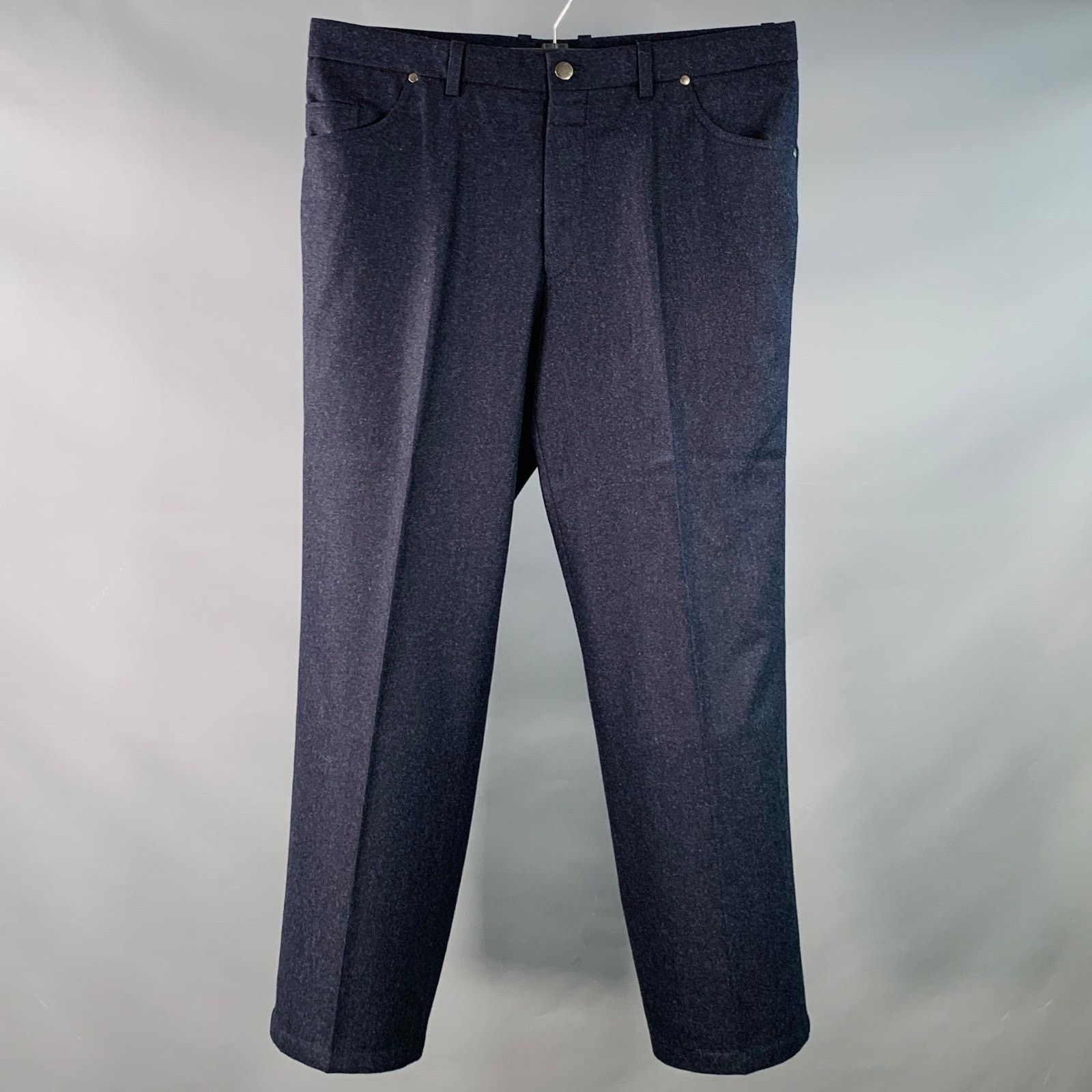 Saks Fifth Avenue SAKS FIFTH AVENUE 38 Navy Heather Wool Jean Cut Casual Pants Size US 38 / EU 54 - 2 Thumbnail