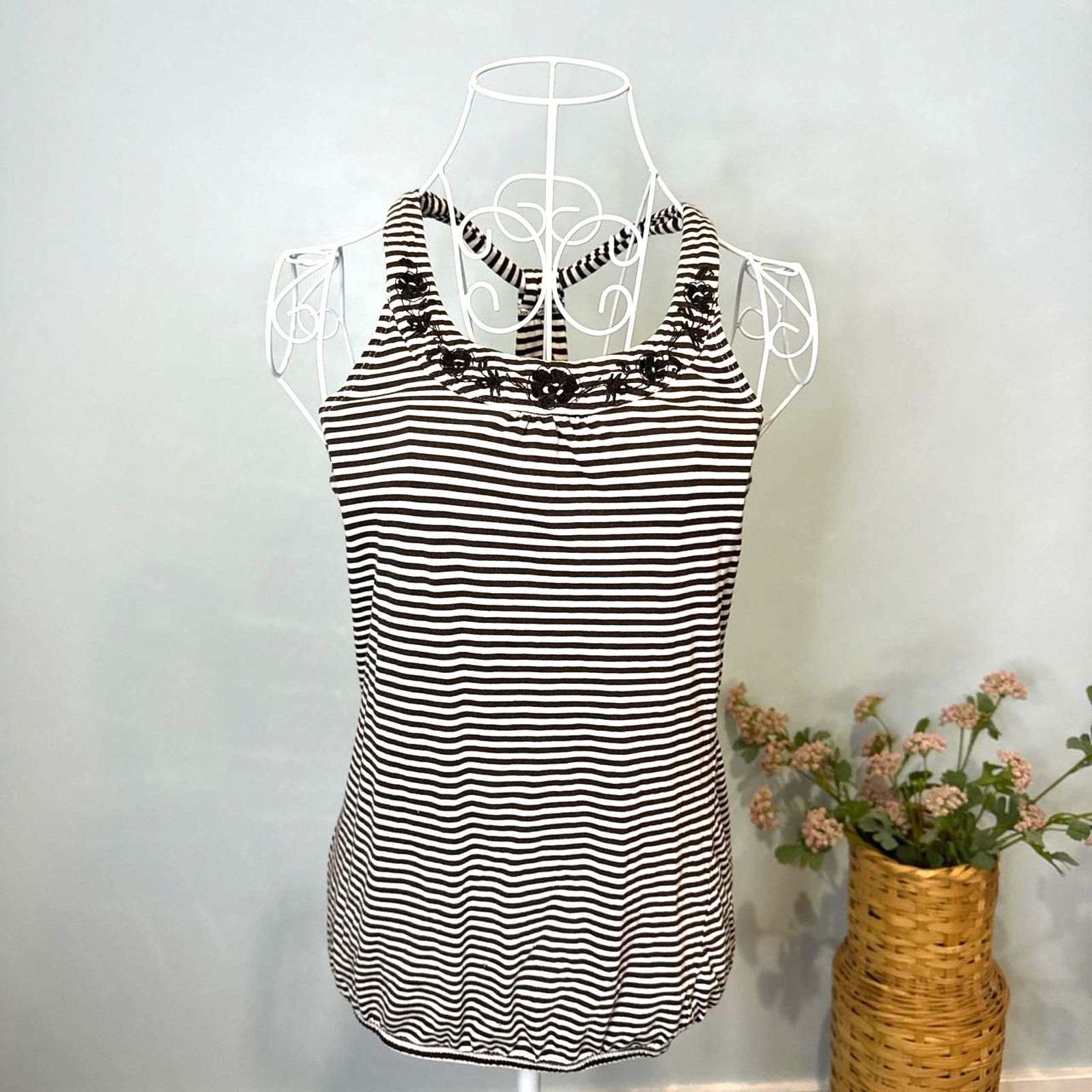 Other Stunning vintage y2k brown striped halter cami ring top Size S / US 4 / IT 40 - 1 Thumbnail
