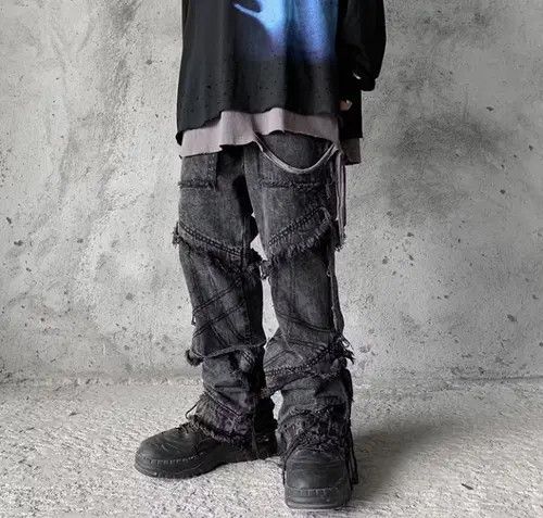 image of Vintage Punk Denim Jeans Streetwear in Black, Men's (Size 32)