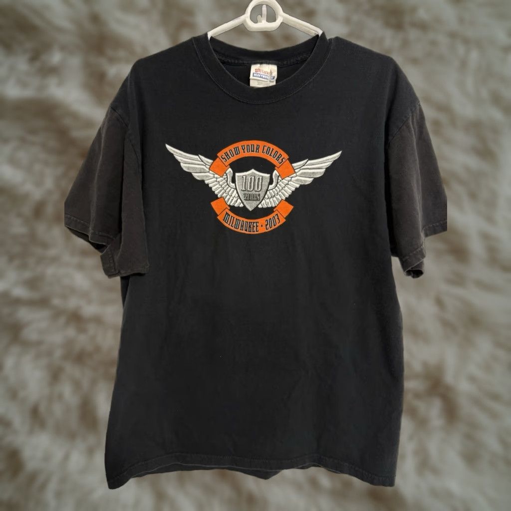 Hanes Vtg Hanes Motorcycle T-Shirt L Black Graphic Print Crew Neck Mens 1980s 2003 Eagle Milwaukee Speed Limit Size US L / EU 52-54 / 3 - 1 Thumbnail