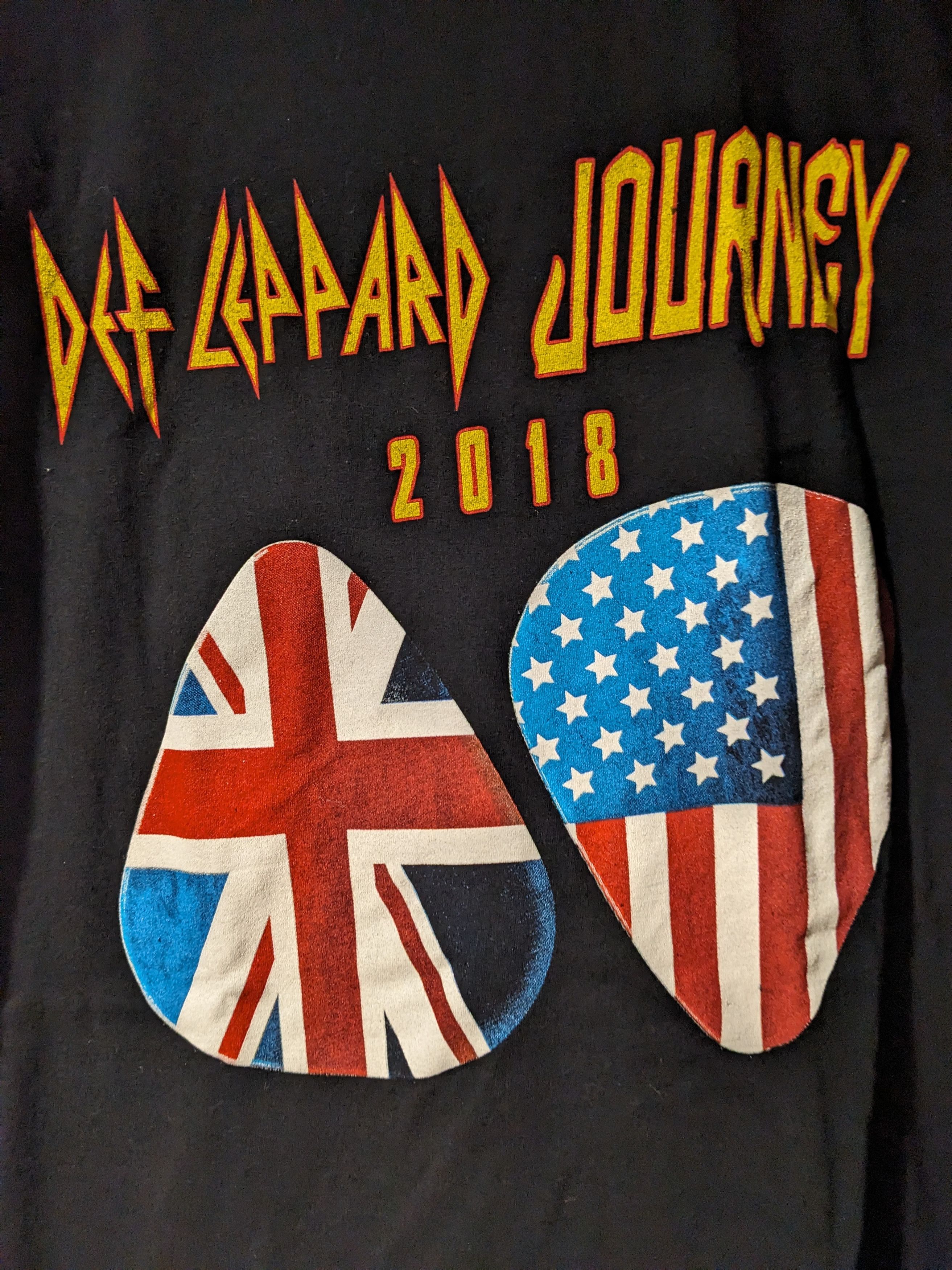 Band Tees × Def Leppard Def Leppard Journey Guitar Pick 2018 Black Large T-Shirt Size US L / EU 52-54 / 3 - 2 Thumbnail