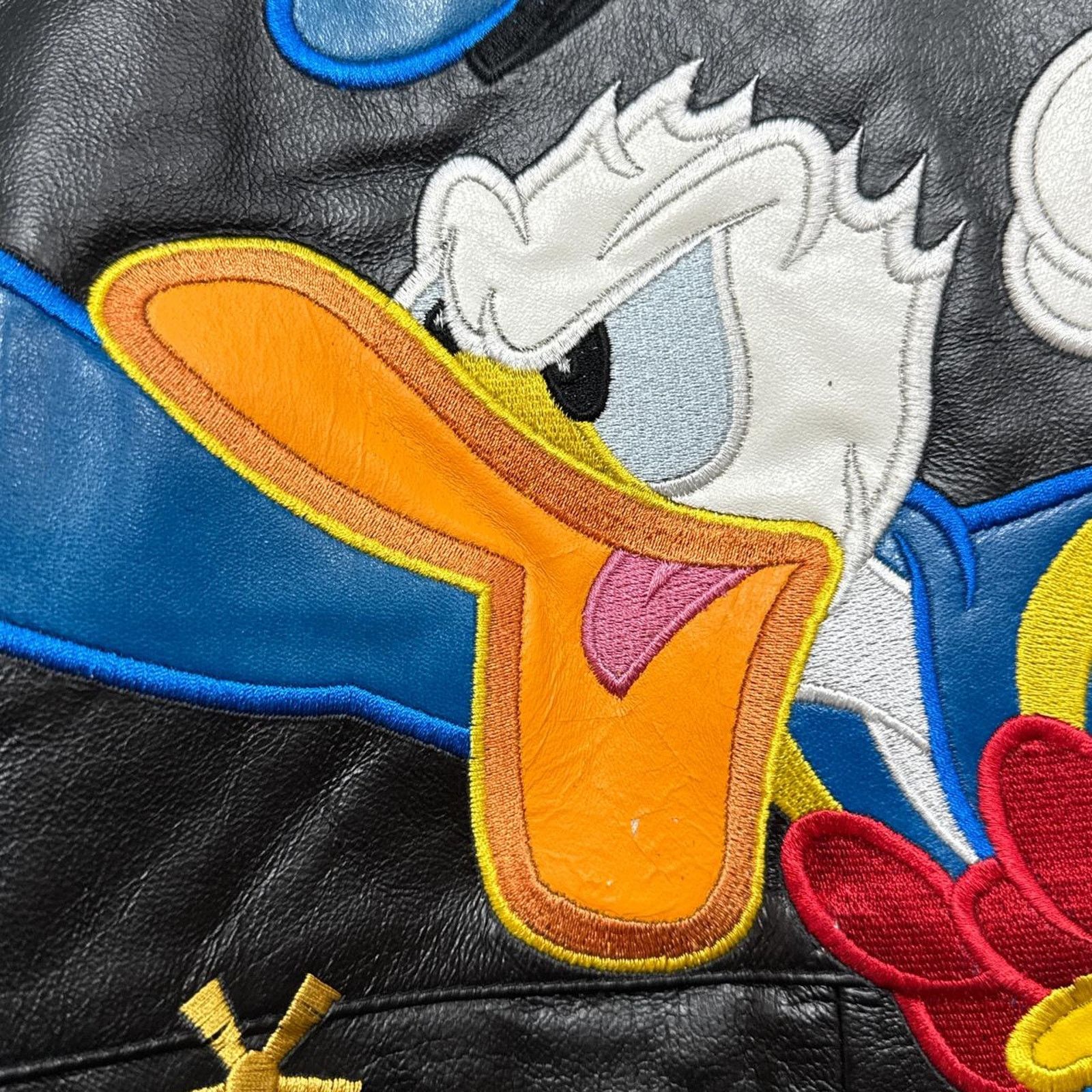 Disney × Vintage Vintage JH Design Donald Duck NASCAR Disney Leather Jacket Size US XL / EU 56 / 4 - 4 Thumbnail