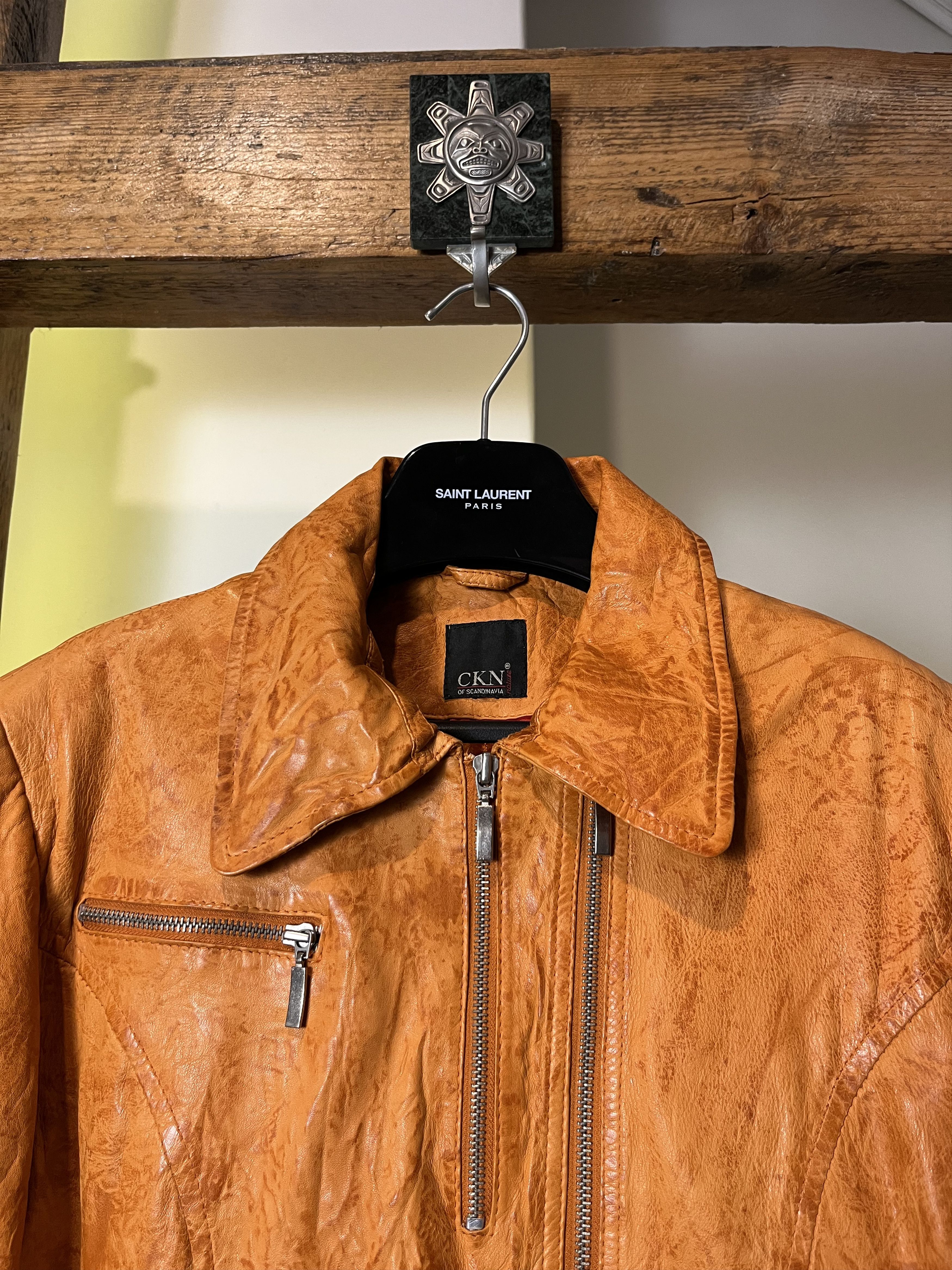 Vintage Avant Garde Vintage y2k 90s Real Leather Orange Jacket Size US M / EU 48-50 / 2 - 3 Thumbnail