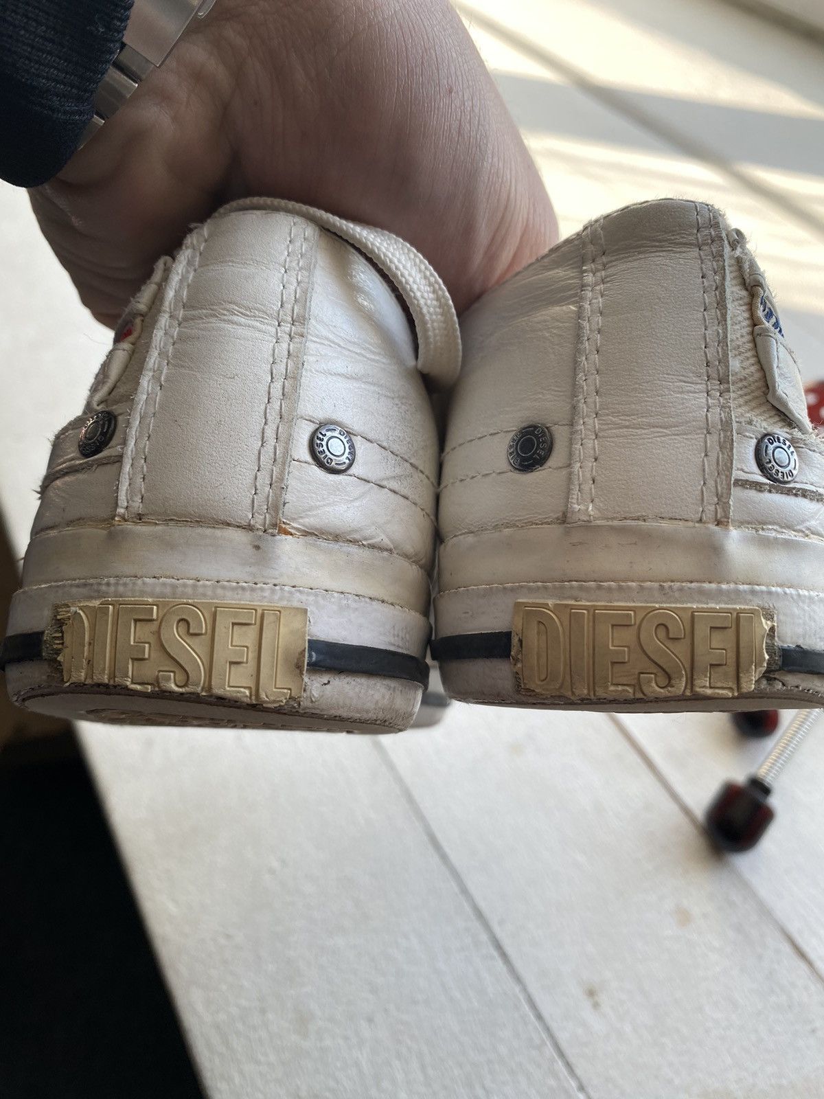 Diesel × Vintage 🔥Diesel Avant Garde White Leather Punk Sneakers 9/40 size Size US 9 / EU 42 - 14 Thumbnail