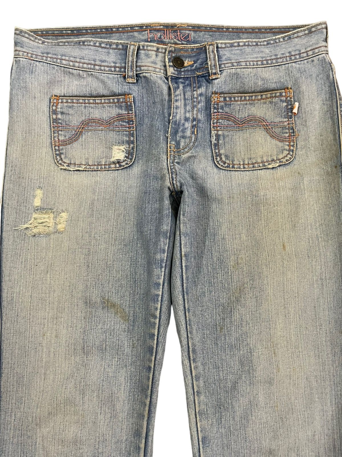 If Six Was Nine Vintage Japanese Brand Blue Wash Distress Flare Jeans Size US 33 - 3 Thumbnail